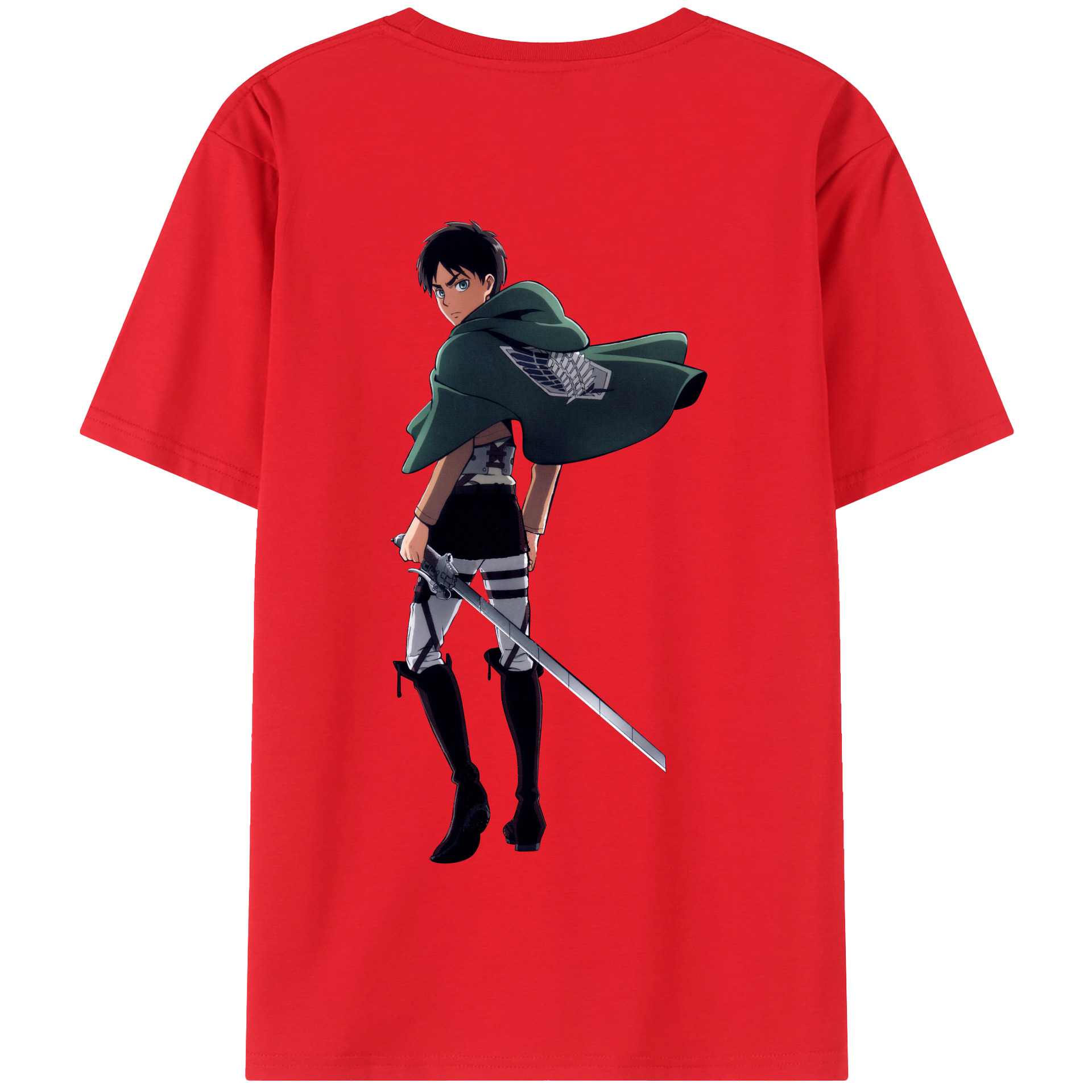 （画像用） 進撃の巨人 エレン･イェーガー Attack on Titan Eren Jäger 綿100％半袖Tシャツ（背面プリント）