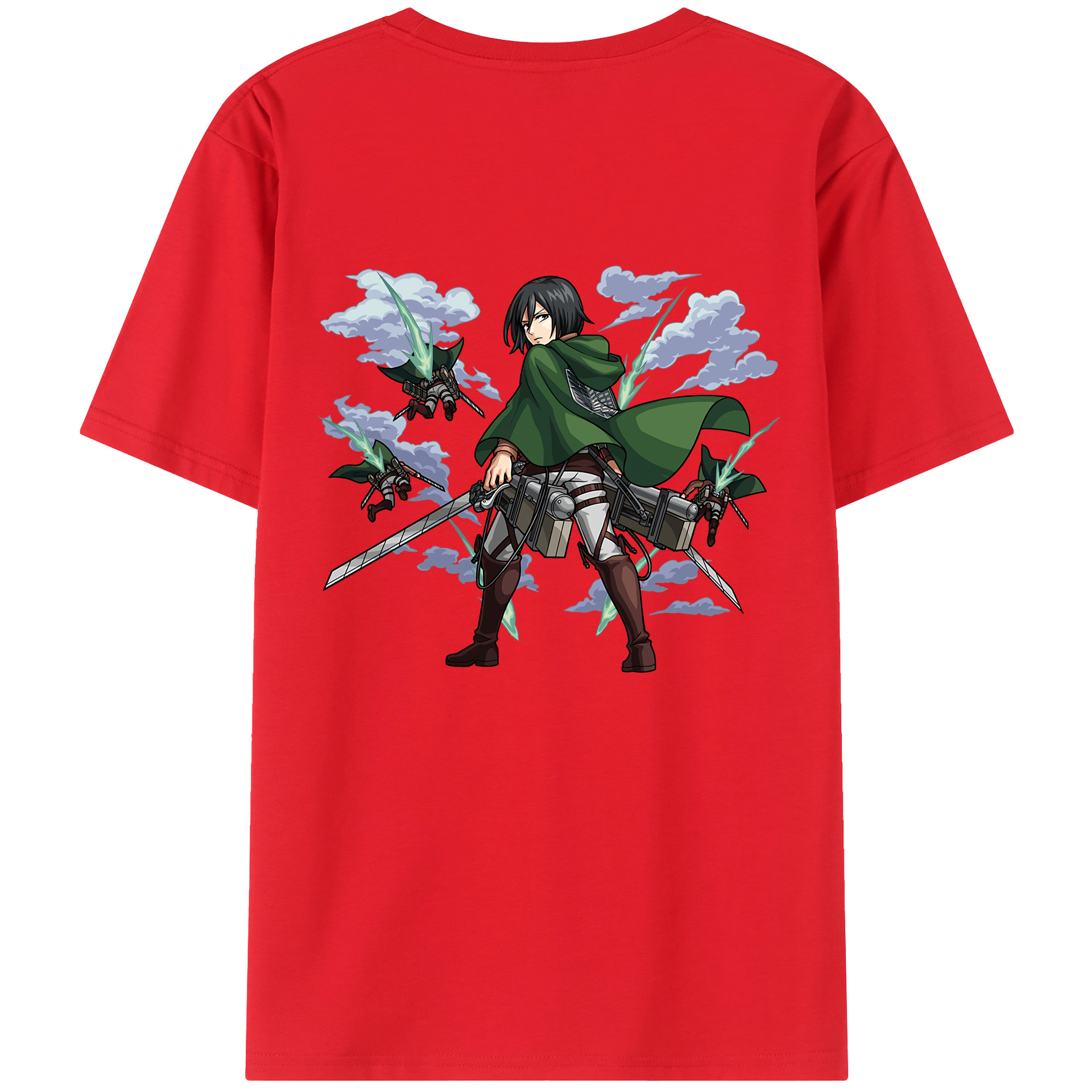 （画像用） 進撃の巨人 ミカサ·アッカーマン Attack on Titan Mikasa Ackerman 綿100％半袖Tシャツ（背面プリント）