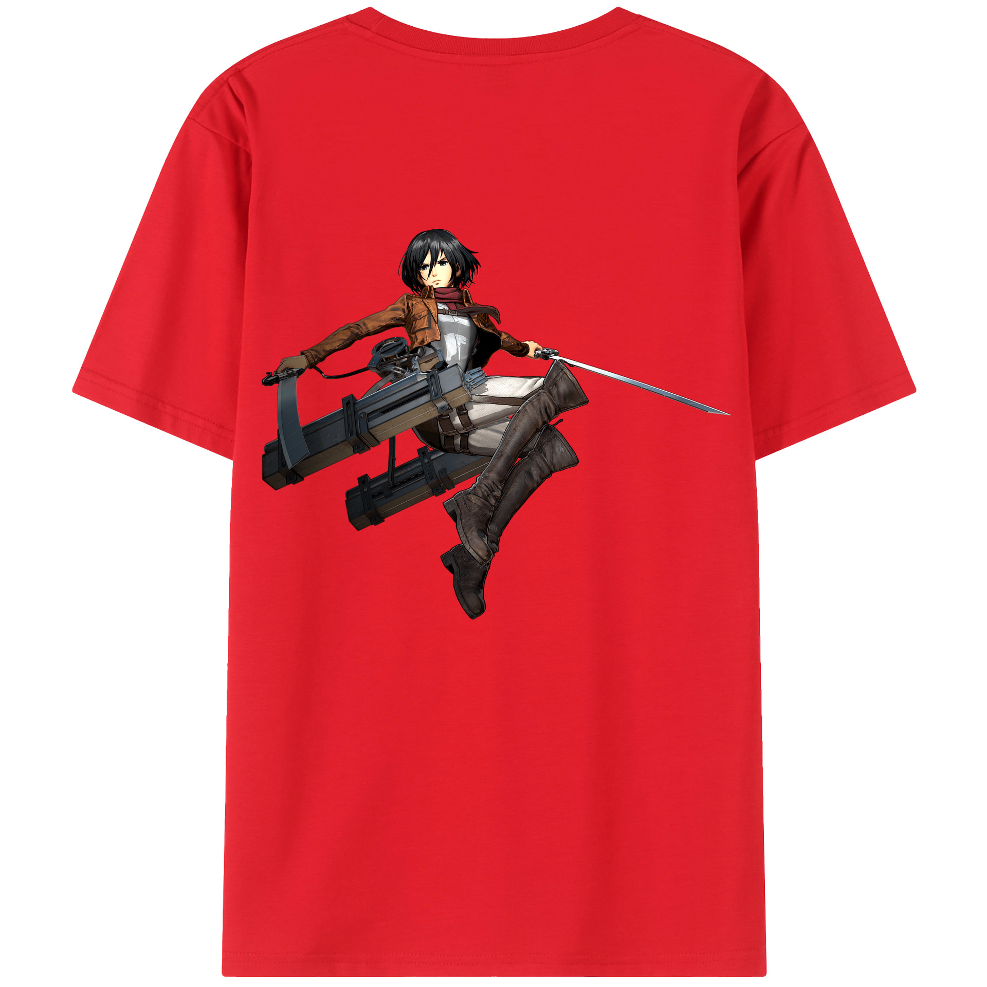 （画像用） 進撃の巨人 ミカサ·アッカーマン Attack on Titan Mikasa Ackerman 綿100％半袖Tシャツ（背面プリント）