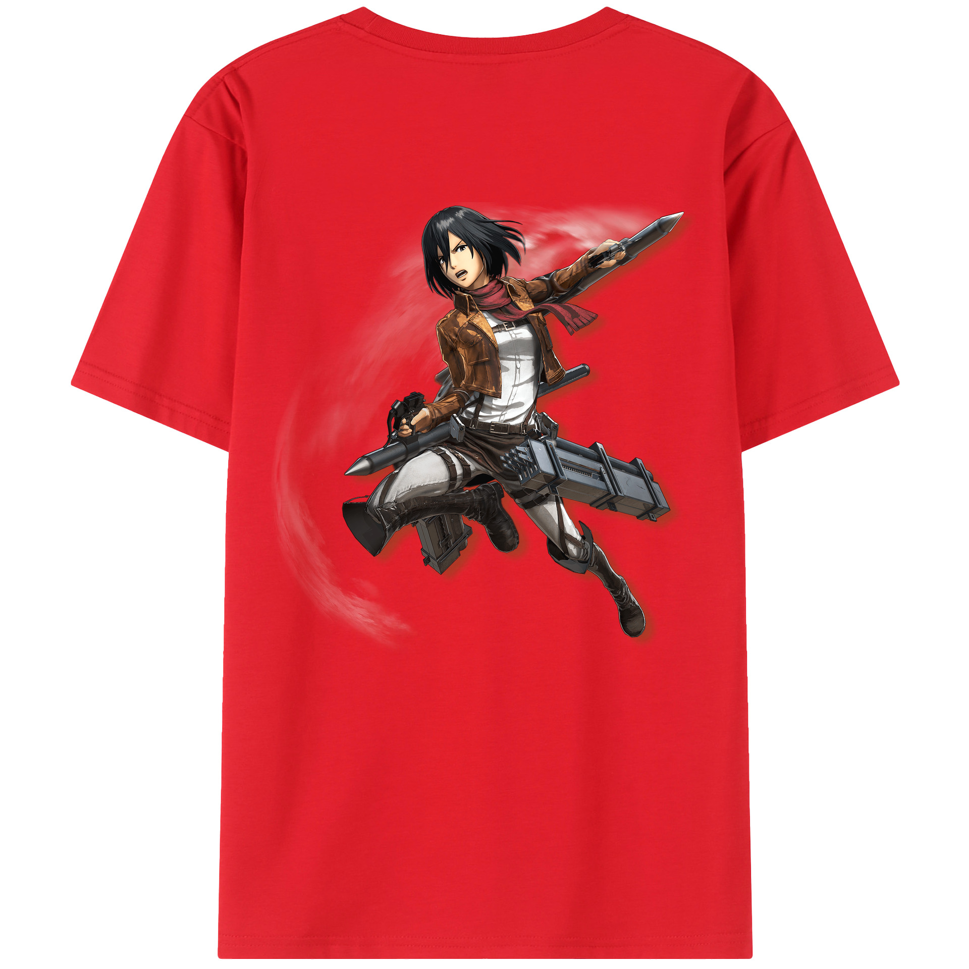 （画像用） 進撃の巨人 ミカサ·アッカーマン Attack on Titan Mikasa Ackerman 綿100％半袖Tシャツ（背面プリント）