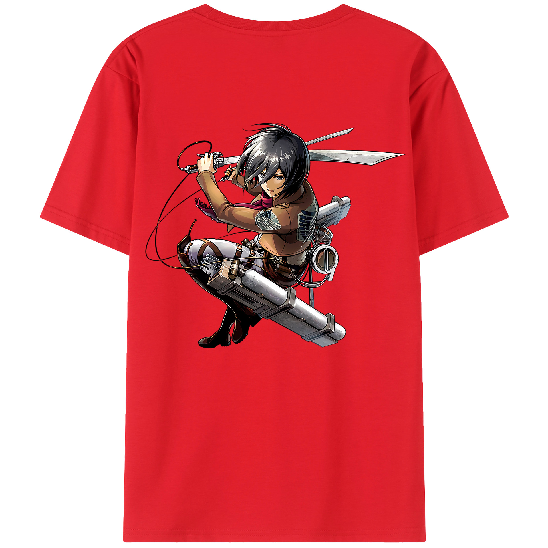 （画像用） 進撃の巨人 ミカサ·アッカーマン Attack on Titan Mikasa Ackerman 綿100％半袖Tシャツ（背面プリント）