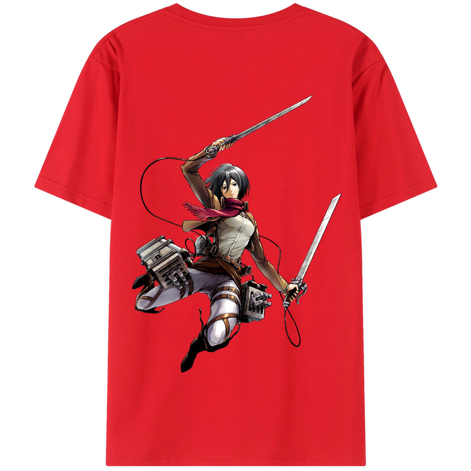 （画像用） 進撃の巨人 ミカサ·アッカーマン Attack on Titan Mikasa Ackerman 綿100％半袖Tシャツ（背面プリント）