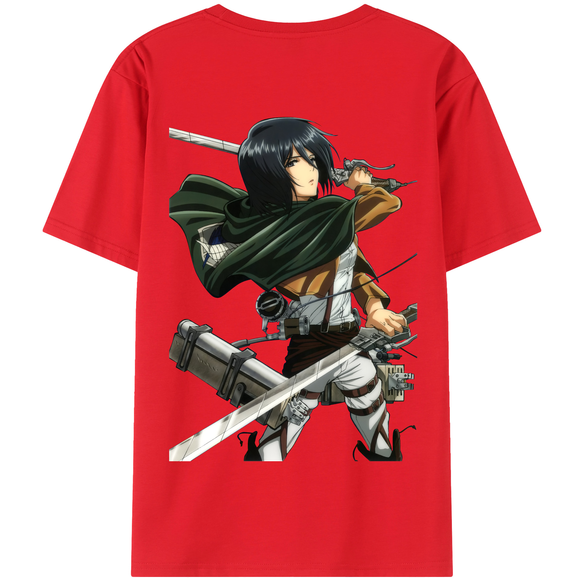 （画像用） 進撃の巨人 ミカサ·アッカーマン Attack on Titan Mikasa Ackerman 綿100％半袖Tシャツ（背面プリント）