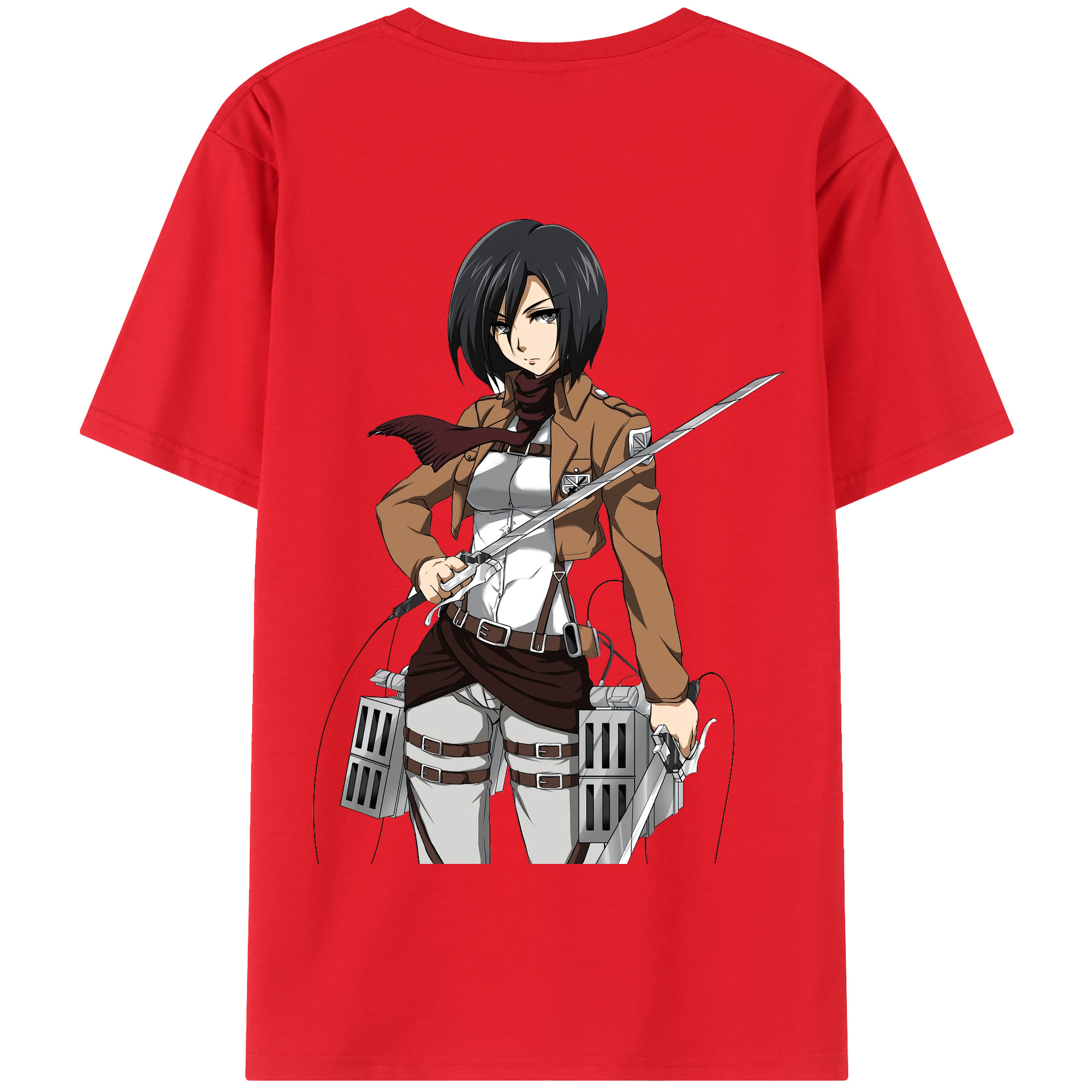 （画像用） 進撃の巨人 ミカサ·アッカーマン Attack on Titan Mikasa Ackerman 綿100％半袖Tシャツ（背面プリント）