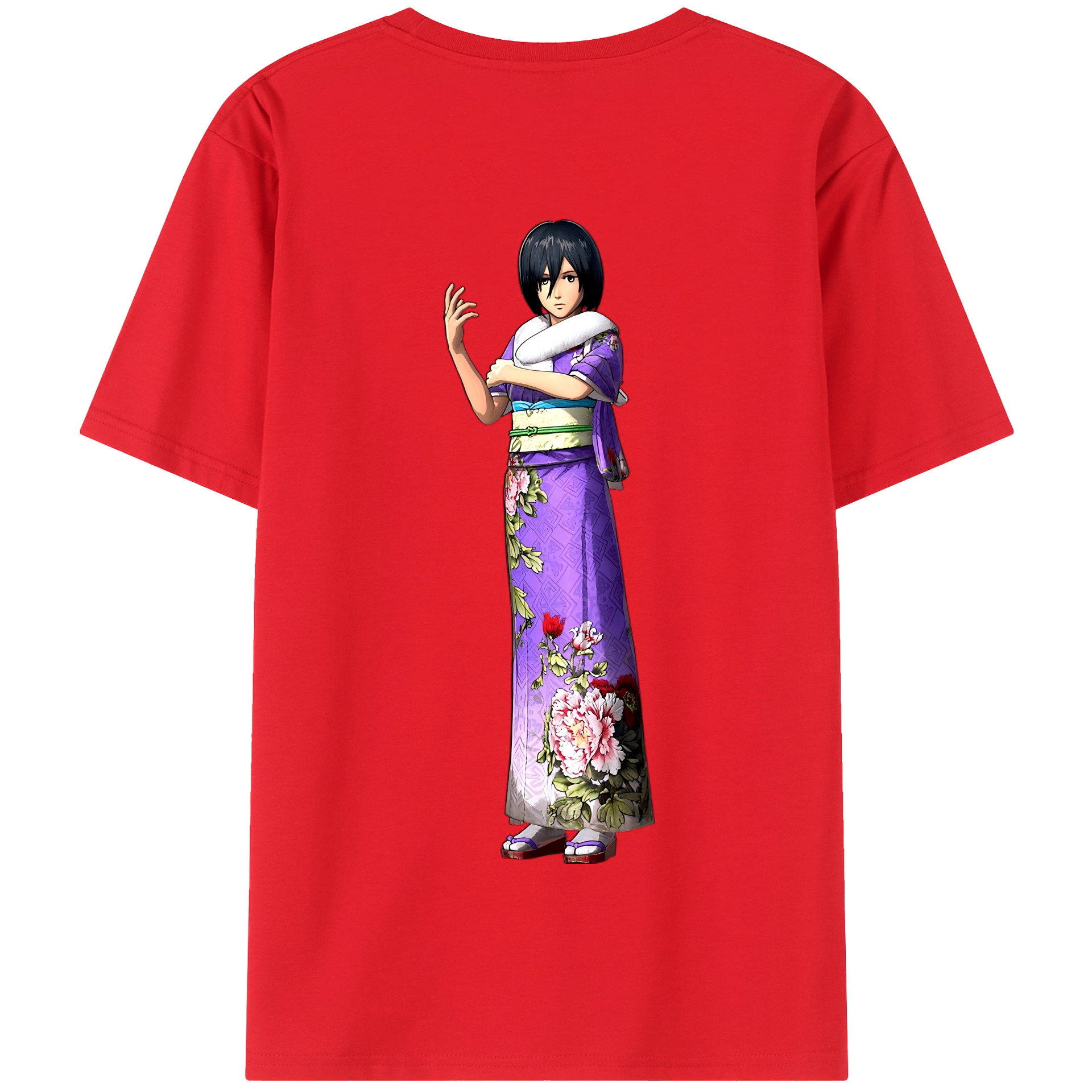 （画像用） 進撃の巨人 ミカサ·アッカーマン Attack on Titan Mikasa Ackerman 綿100％半袖Tシャツ（背面プリント）