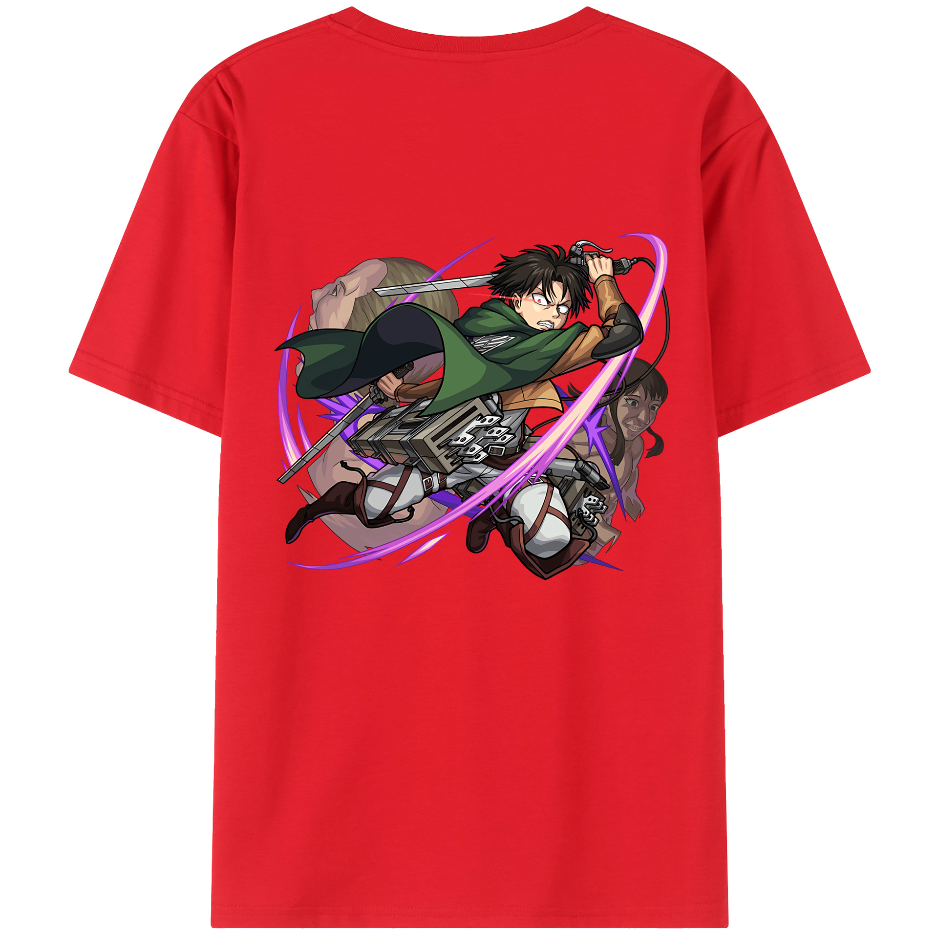（画像用） 進撃の巨人 リヴァイ·アッカーマン Attack on Titan Levi Ackerman 綿100％半袖Tシャツ（背面プリント）