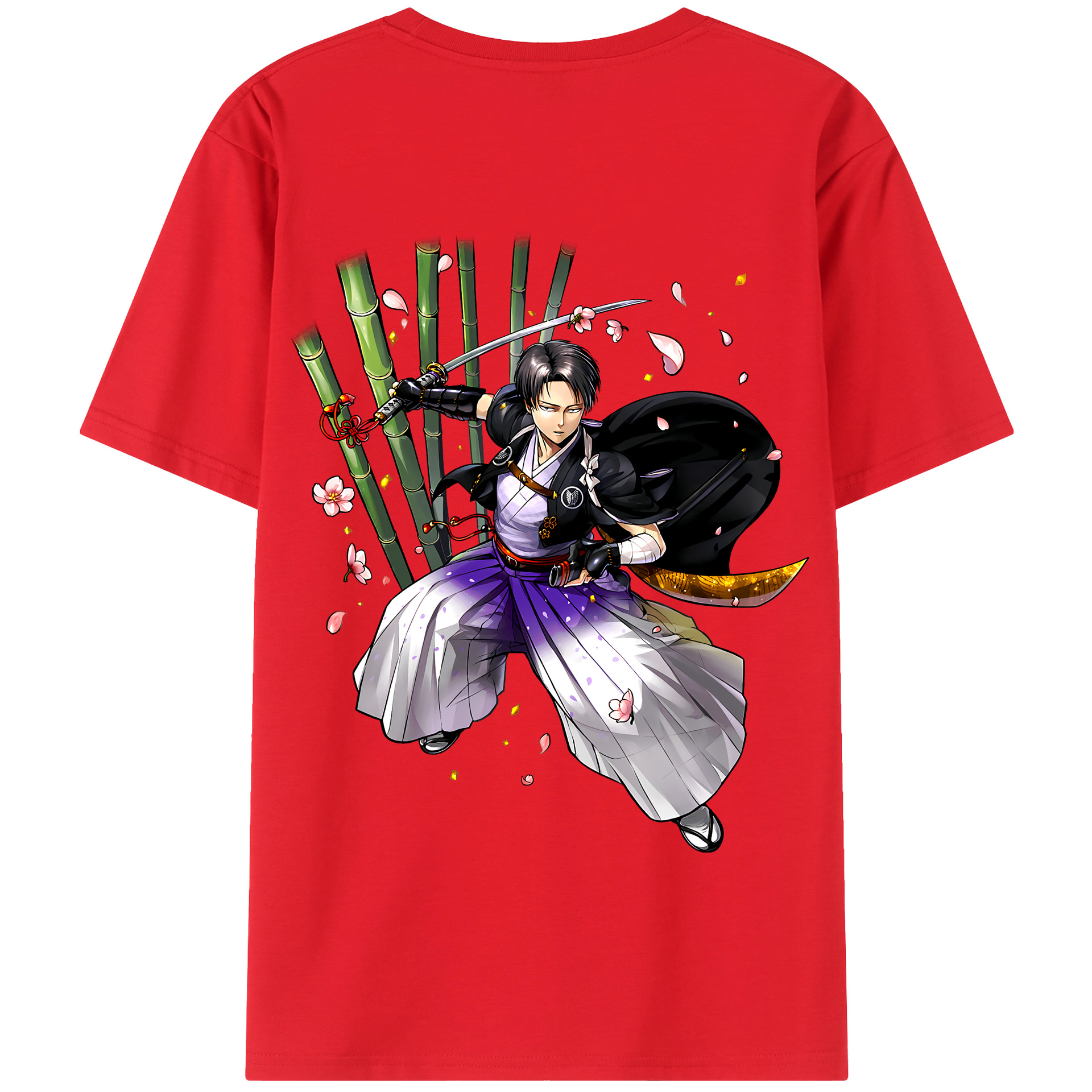 （画像用） 進撃の巨人 リヴァイ·アッカーマン Attack on Titan Levi Ackerman 綿100％半袖Tシャツ（背面プリント）