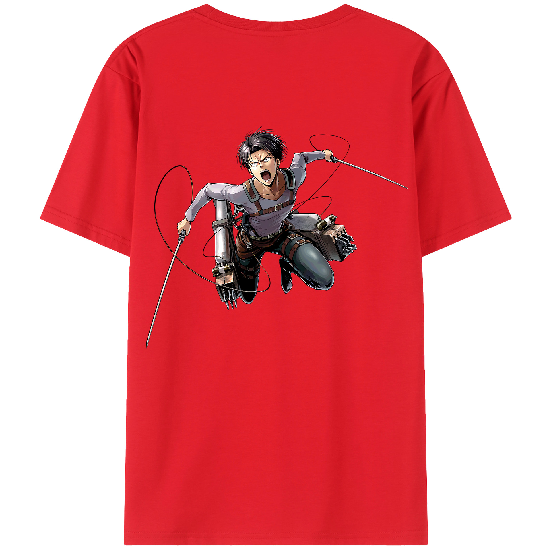 （画像用） 進撃の巨人 リヴァイ·アッカーマン Attack on Titan Levi Ackerman 綿100％半袖Tシャツ（背面プリント）