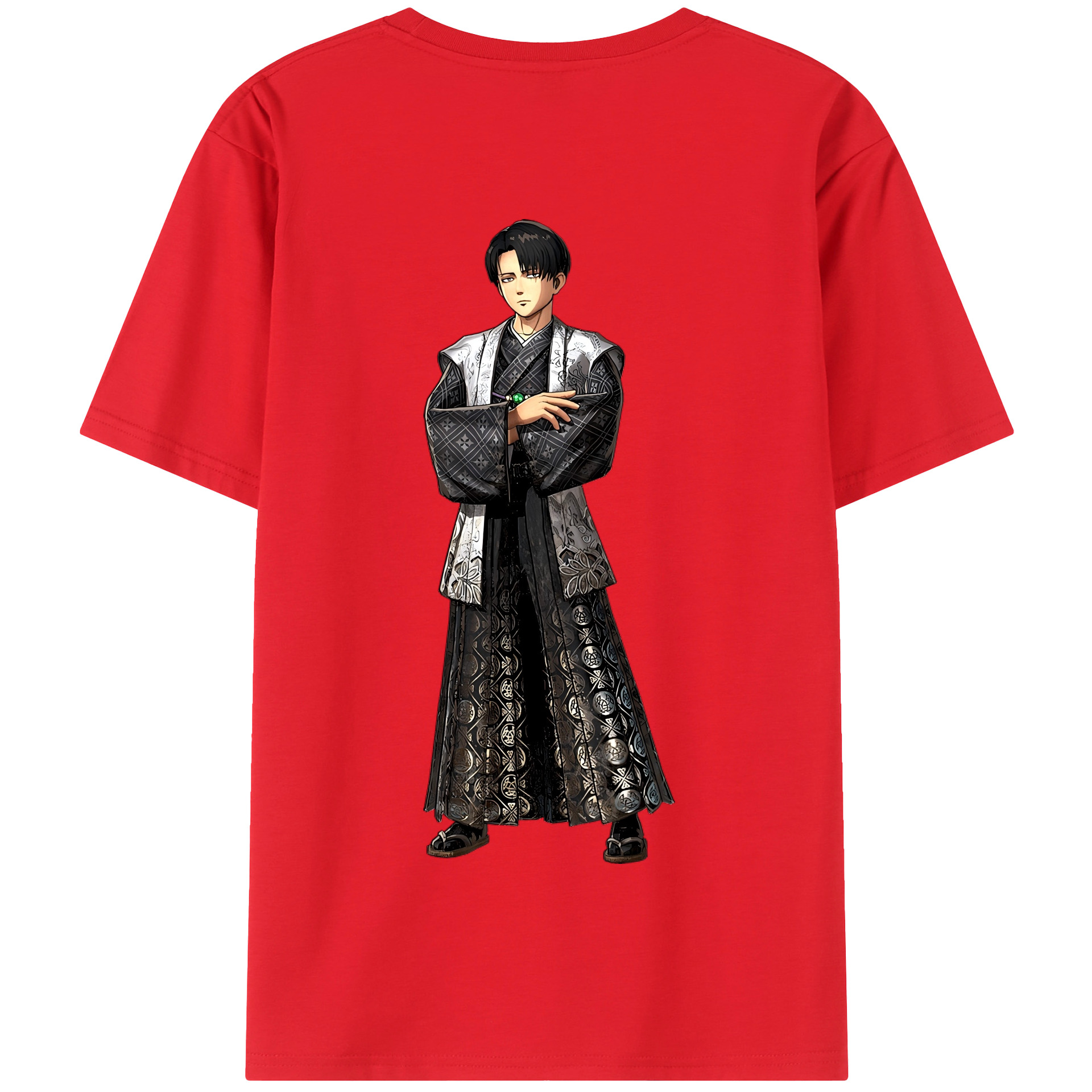 （画像用） 進撃の巨人 リヴァイ·アッカーマン Attack on Titan Levi Ackerman 綿100％半袖Tシャツ（背面プリント）