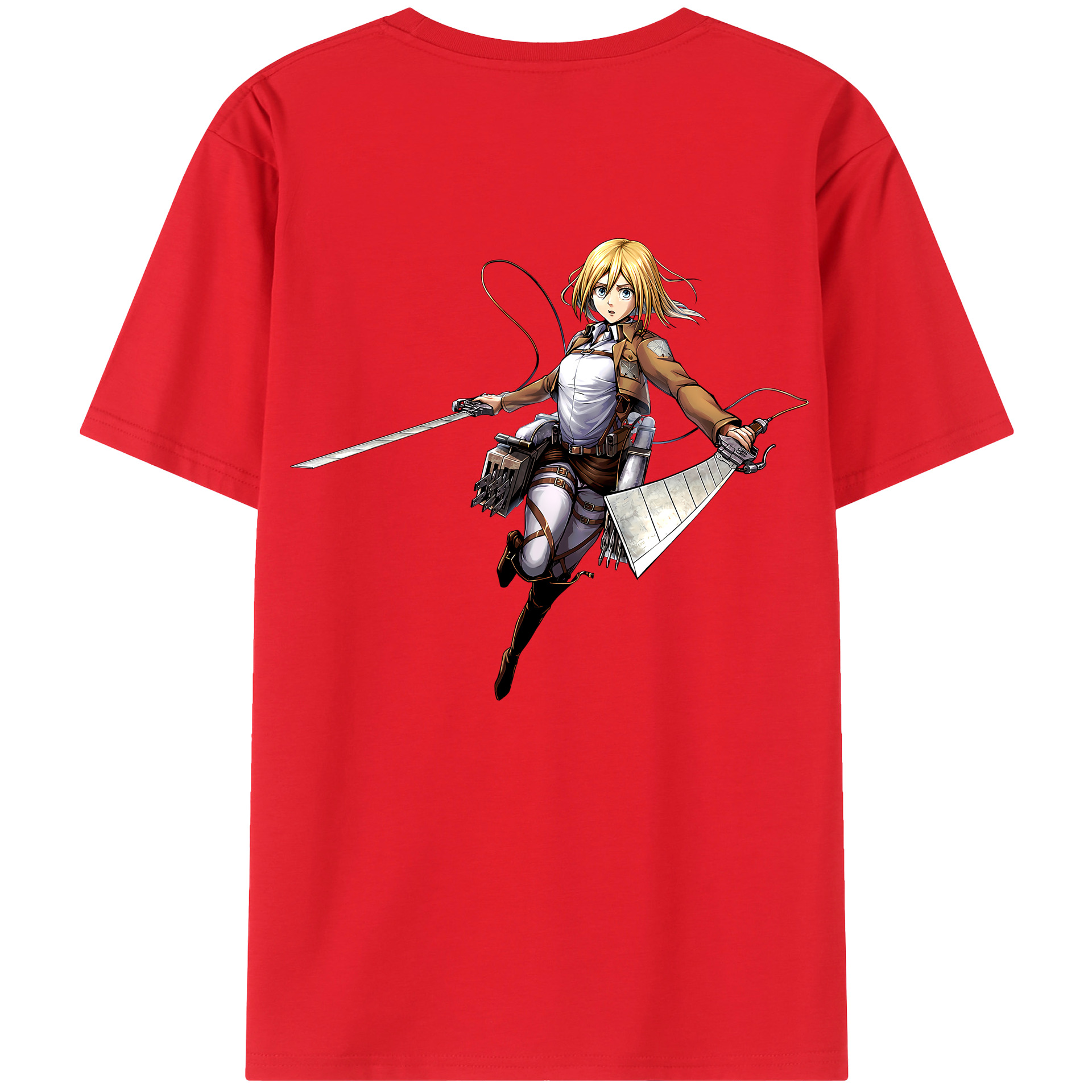 （画像用） 進撃の巨人 クリスタ·レンズ Attack on Titan Christa Lenz 綿100％半袖Tシャツ（背面プリント）