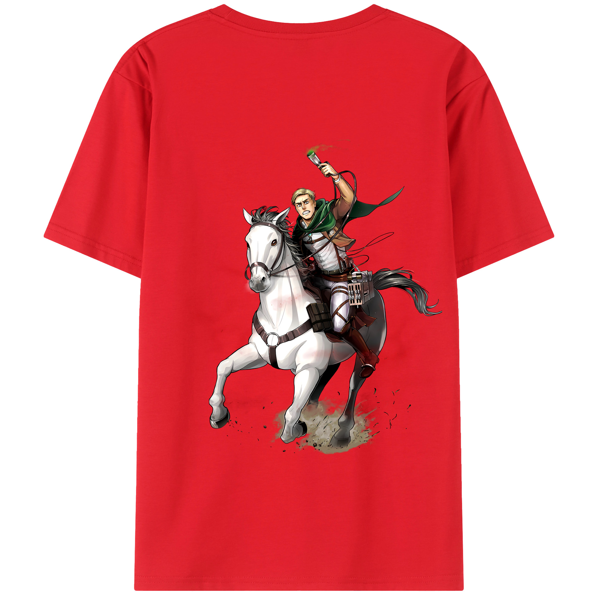 （画像用） 進撃の巨人 エルヴィン・スミス Attack on Titan Erwin Smith 綿100％半袖Tシャツ（背面プリント）