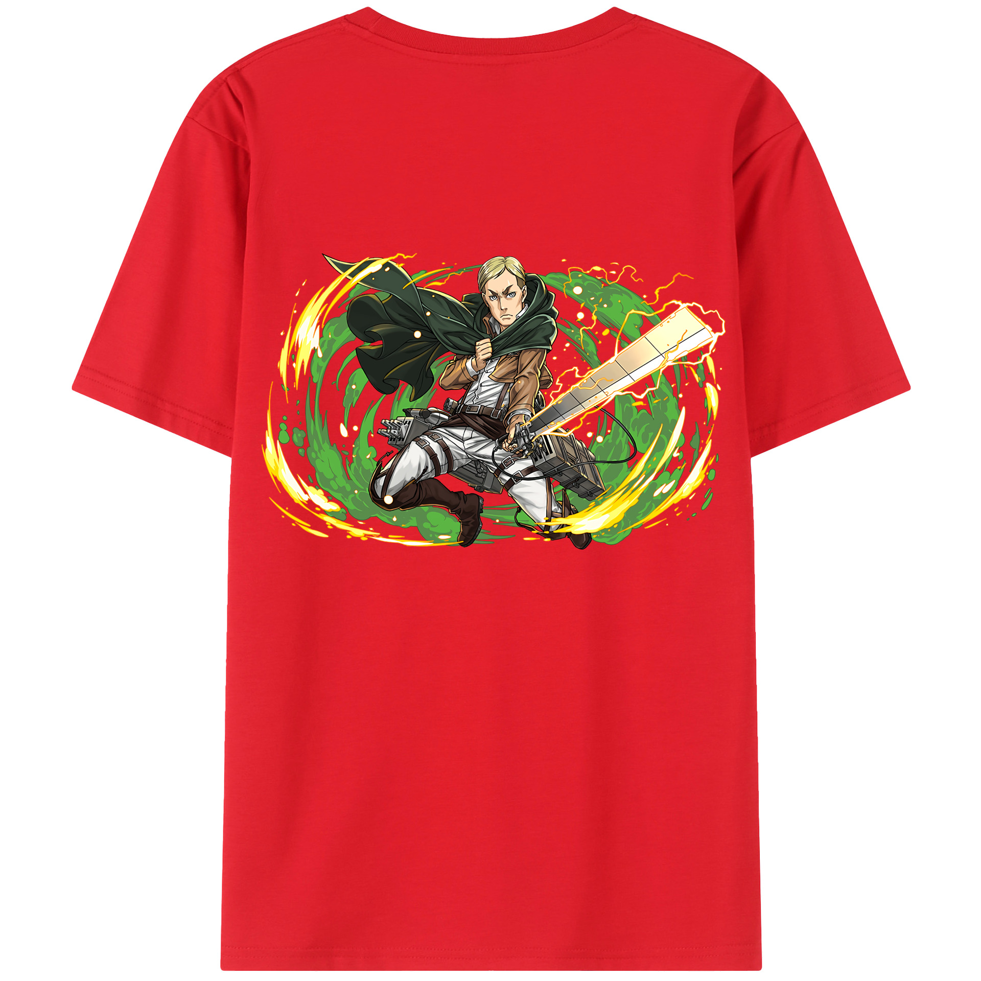 （画像用） 進撃の巨人 エルヴィン・スミス Attack on Titan Erwin Smith 綿100％半袖Tシャツ（背面プリント）