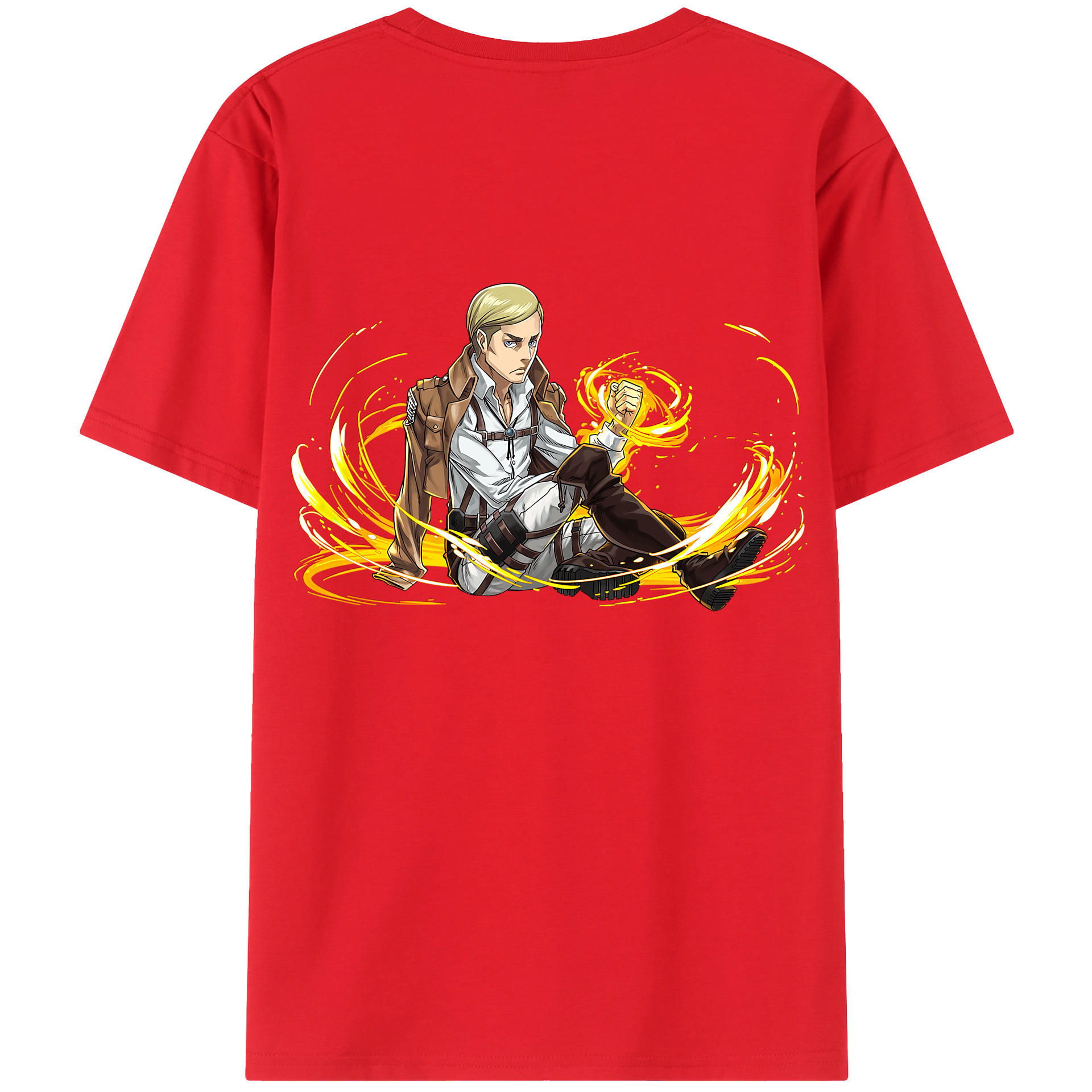 （画像用） 進撃の巨人 エルヴィン・スミス Attack on Titan Erwin Smith 綿100％半袖Tシャツ（背面プリント）