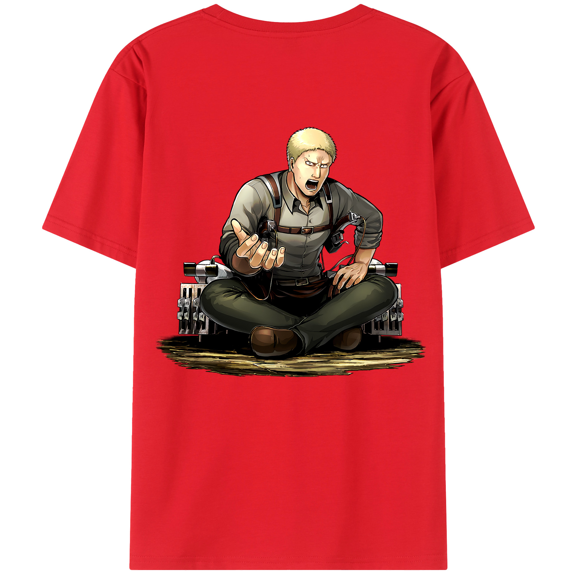 （画像用） 進撃の巨人 ライナー・ブラウン Attack on Titan Reiner Braun 綿100％半袖Tシャツ（背面プリント）
