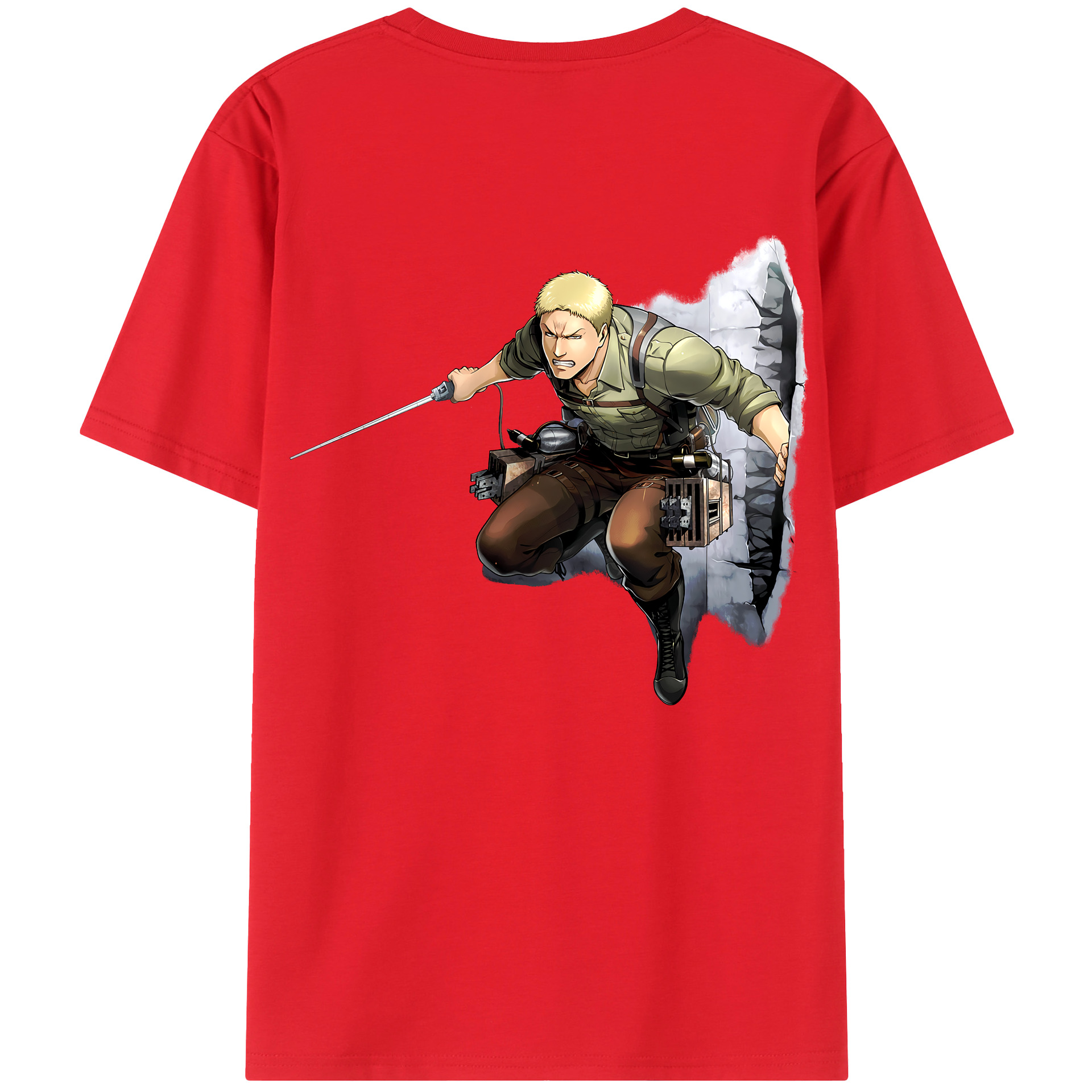 （画像用） 進撃の巨人 ライナー・ブラウン Attack on Titan Reiner Braun 綿100％半袖Tシャツ（背面プリント）