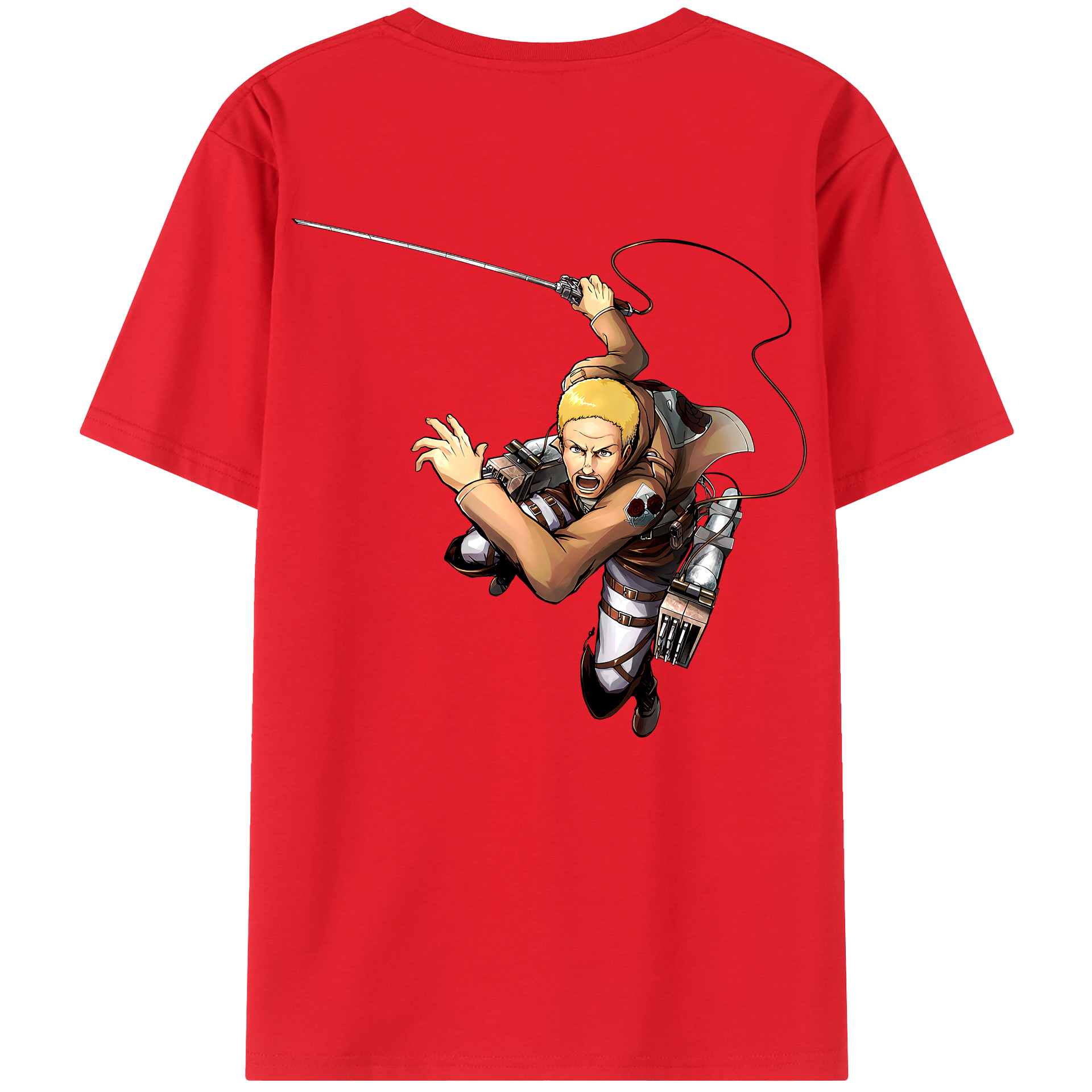 （画像用） 進撃の巨人 ハンネス Attack on Titan Hannes 綿100％半袖Tシャツ（背面プリント）