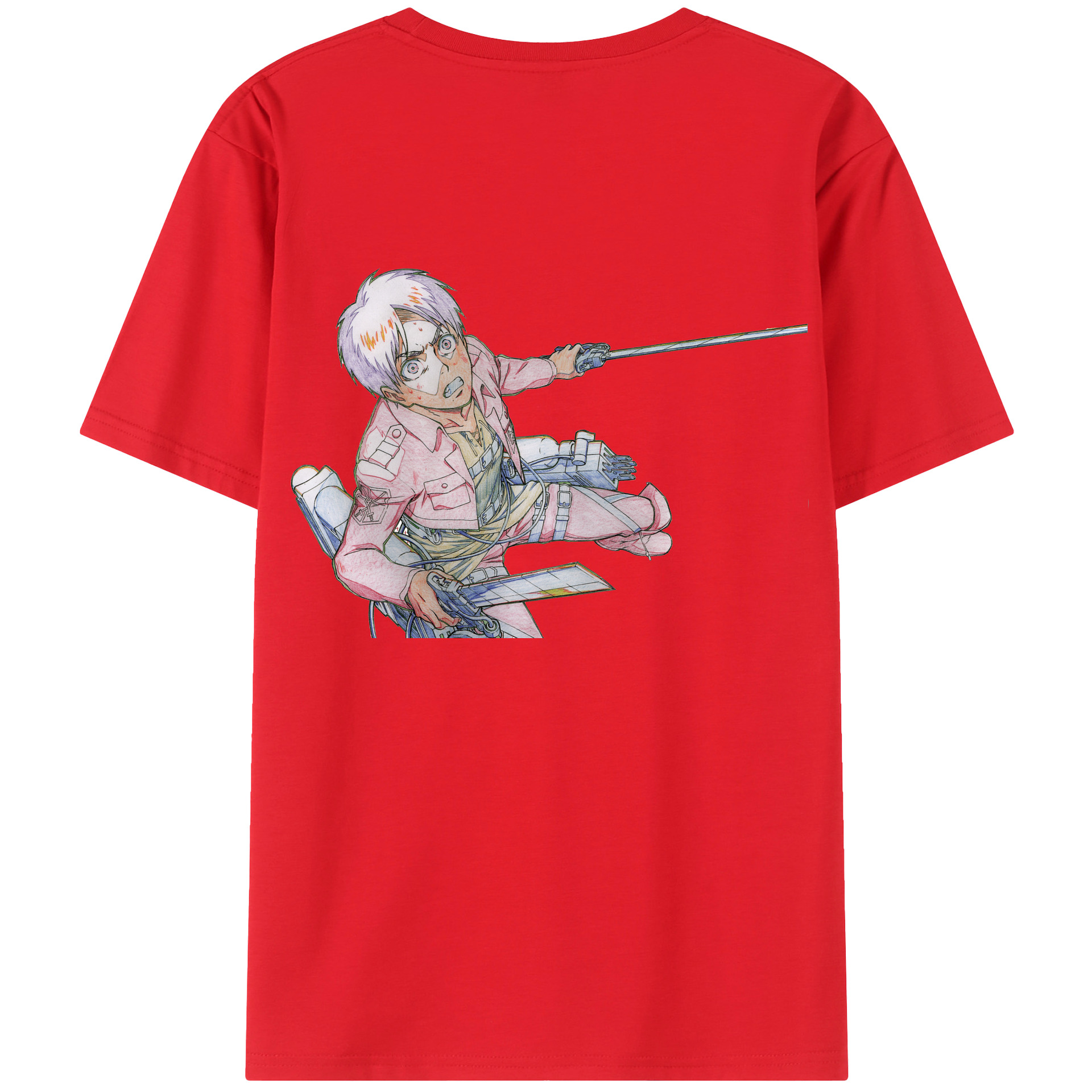 （画像用） 進撃の巨人 エレン･イェーガー Attack on Titan Eren Jäger 綿100％半袖Tシャツ（背面プリント）