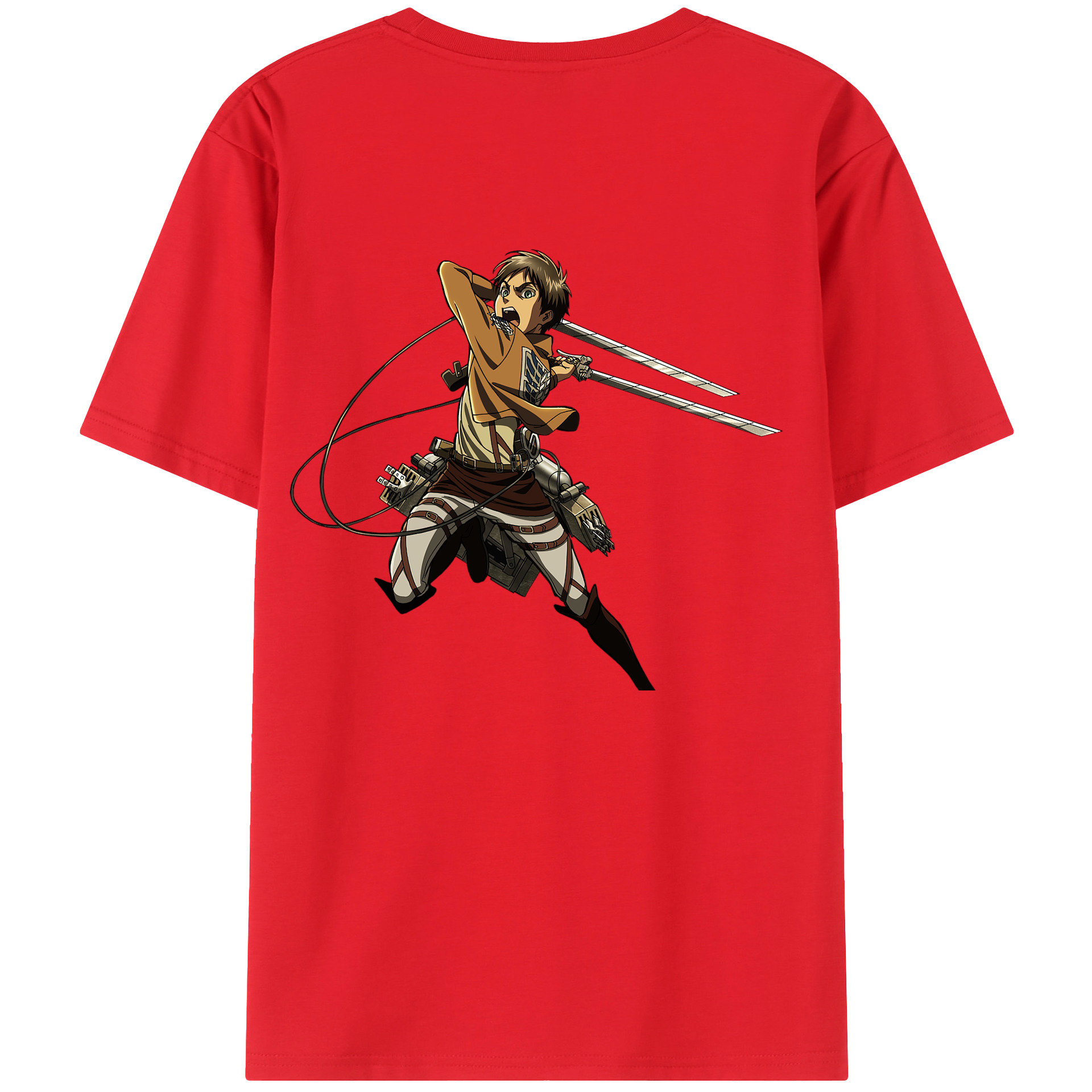 （画像用） 進撃の巨人 エレン･イェーガー Attack on Titan Eren Jäger 綿100％半袖Tシャツ（背面プリント）