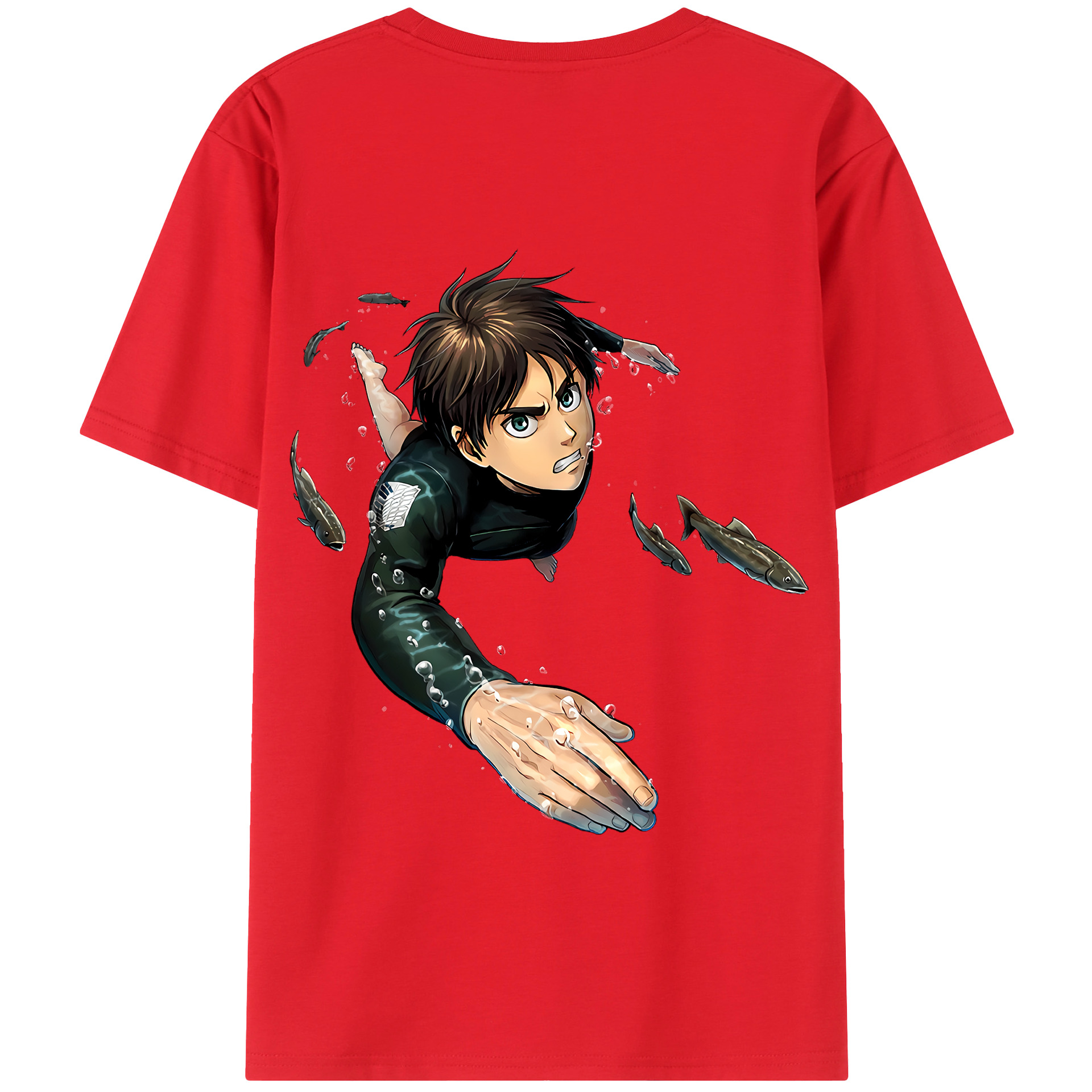 （画像用） 進撃の巨人 エレン･イェーガー Attack on Titan Eren Jäger 綿100％半袖Tシャツ（背面プリント）