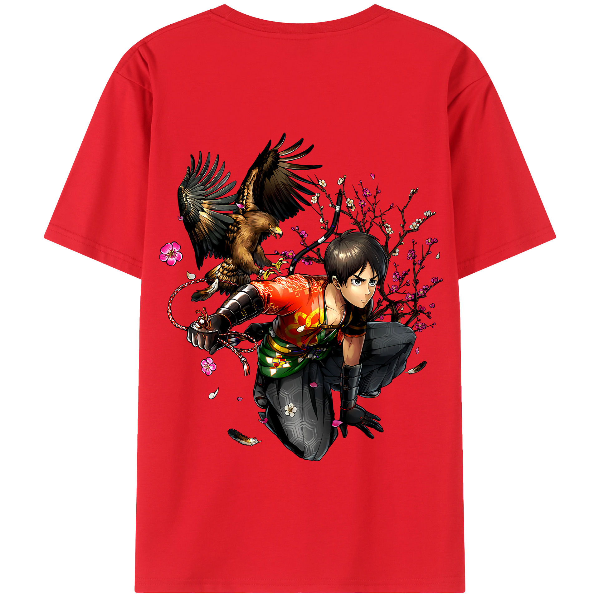 （画像用） 進撃の巨人 エレン･イェーガー Attack on Titan Eren Jäger 綿100％半袖Tシャツ（背面プリント）