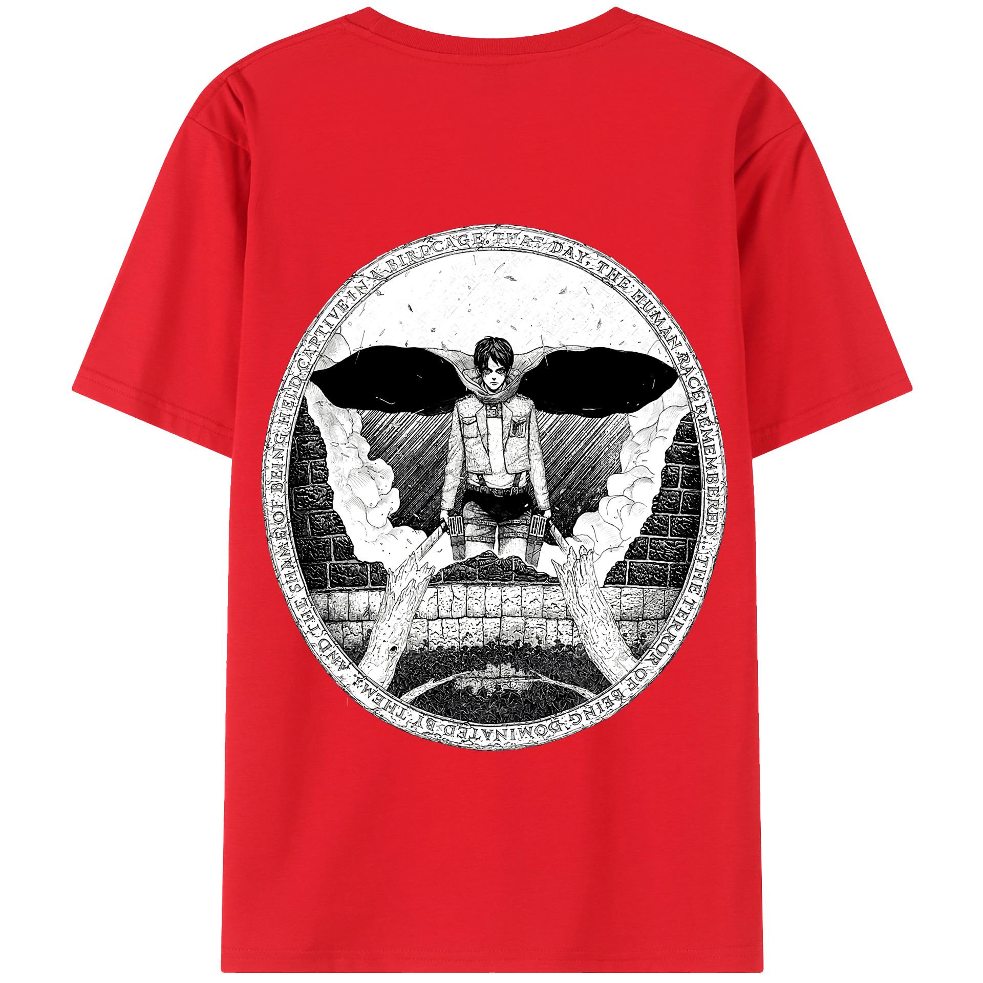 （画像用） 進撃の巨人 エレン･イェーガー Attack on Titan Eren Jäger 綿100％半袖Tシャツ（背面プリント）