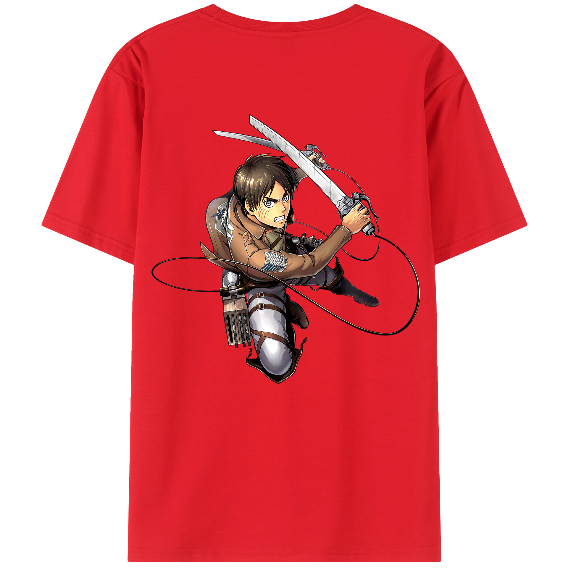 （画像用） 進撃の巨人 エレン･イェーガー Attack on Titan Eren Jäger 綿100％半袖Tシャツ（背面プリント）