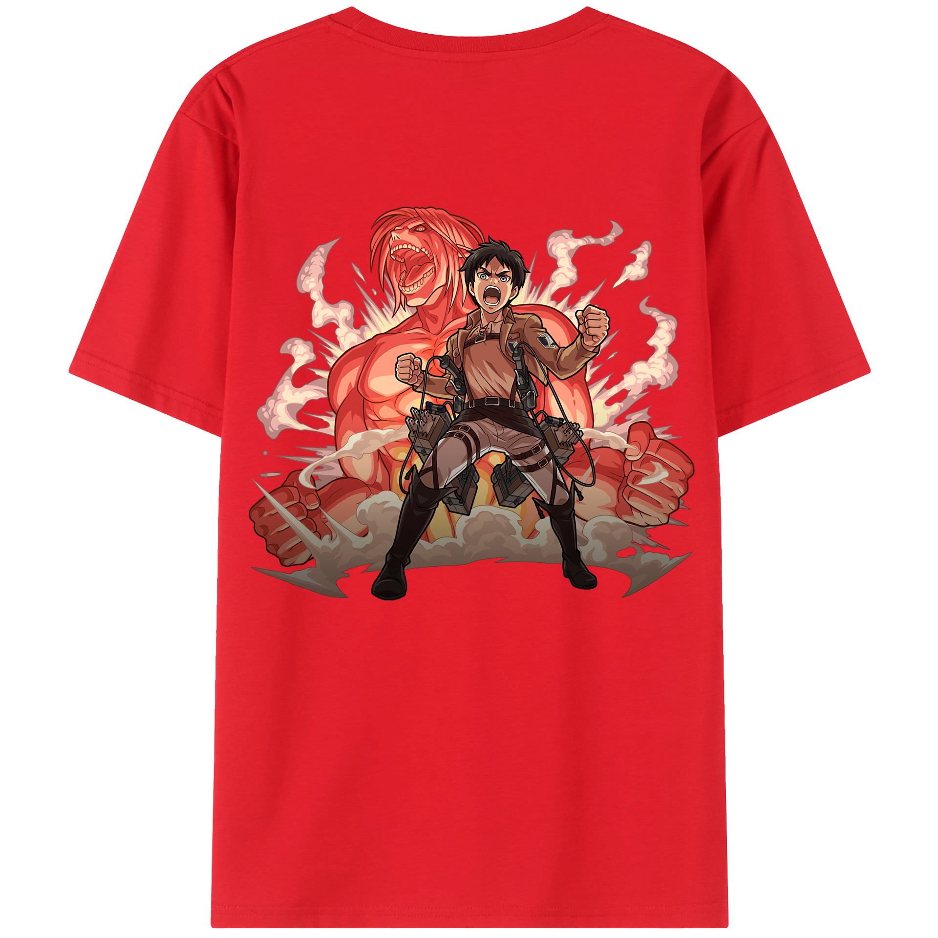 （画像用） 進撃の巨人 エレン･イェーガー Attack on Titan Eren Jäger 綿100％半袖Tシャツ（背面プリント）