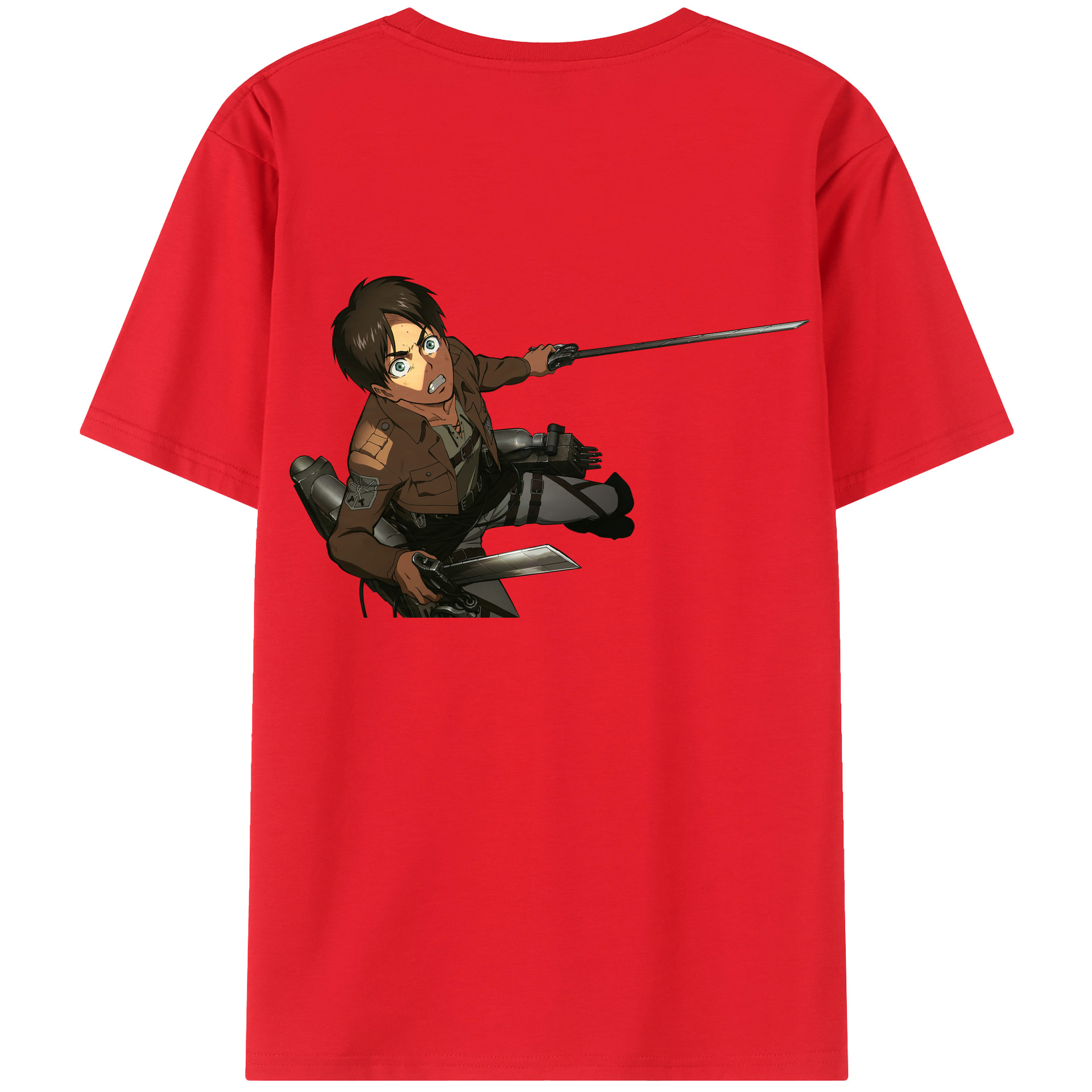 （画像用） 進撃の巨人 エレン･イェーガー Attack on Titan Eren Jäger 綿100％半袖Tシャツ（背面プリント）