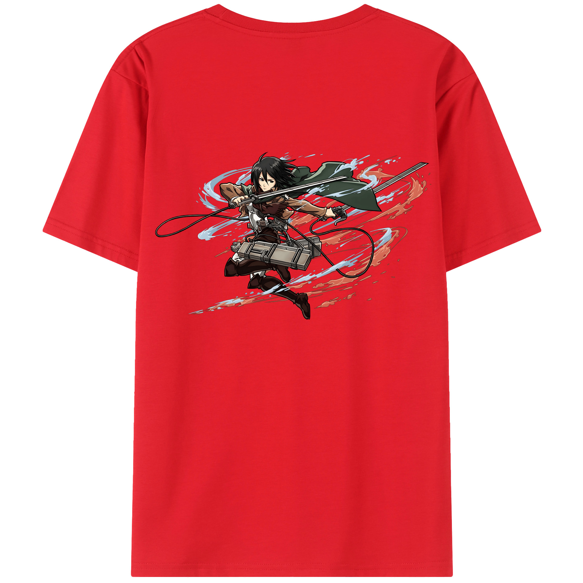 （画像用） 進撃の巨人 ミカサ·アッカーマン Attack on Titan Mikasa Ackerman 綿100％半袖Tシャツ（背面プリント）