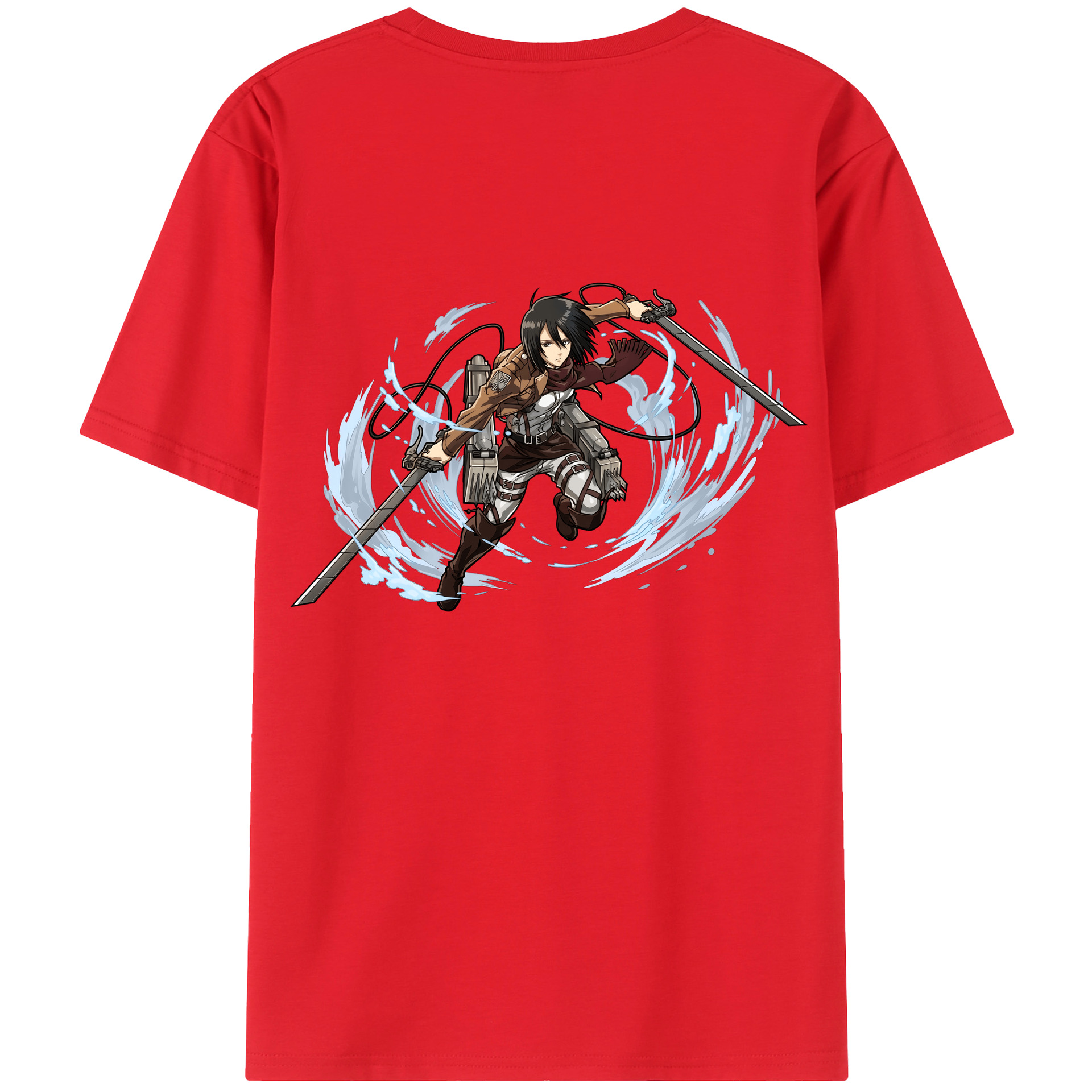 （画像用） 進撃の巨人 ミカサ·アッカーマン Attack on Titan Mikasa Ackerman 綿100％半袖Tシャツ（背面プリント）