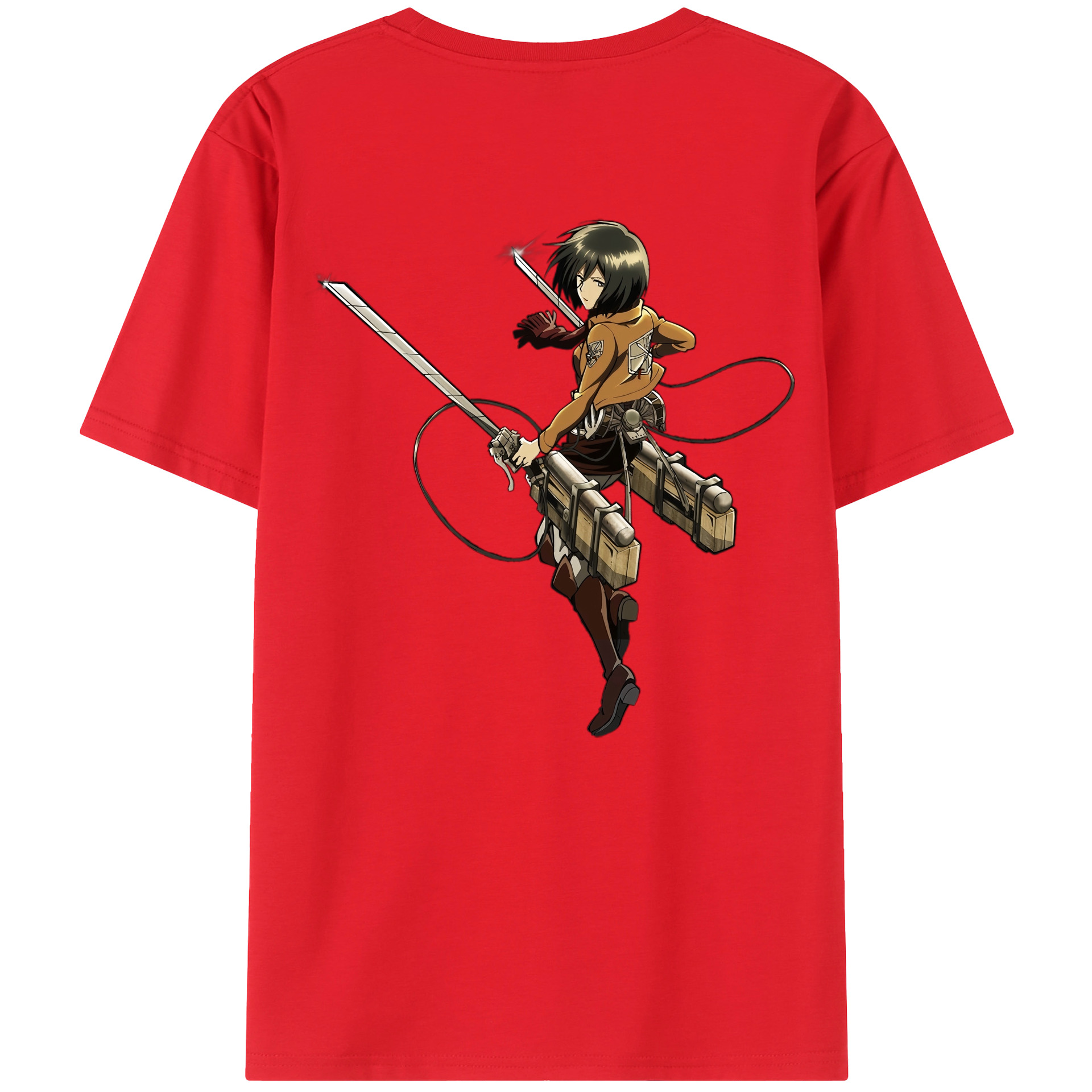 （画像用） 進撃の巨人 ミカサ·アッカーマン Attack on Titan Mikasa Ackerman 綿100％半袖Tシャツ（背面プリント）