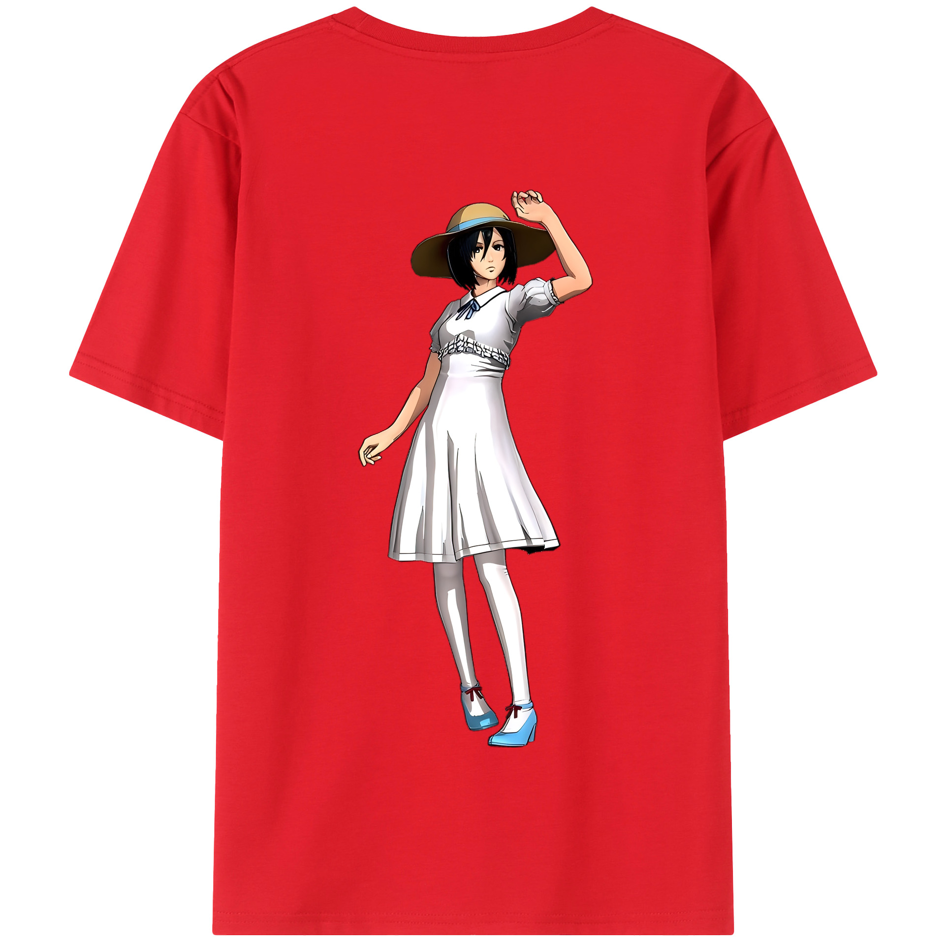 （画像用） 進撃の巨人 ミカサ·アッカーマン Attack on Titan Mikasa Ackerman 綿100％半袖Tシャツ（背面プリント）