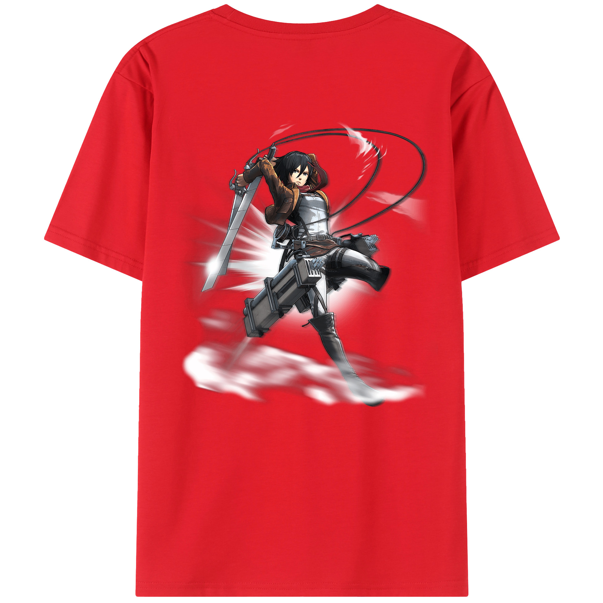 （画像用） 進撃の巨人 ミカサ·アッカーマン Attack on Titan Mikasa Ackerman 綿100％半袖Tシャツ（背面プリント）
