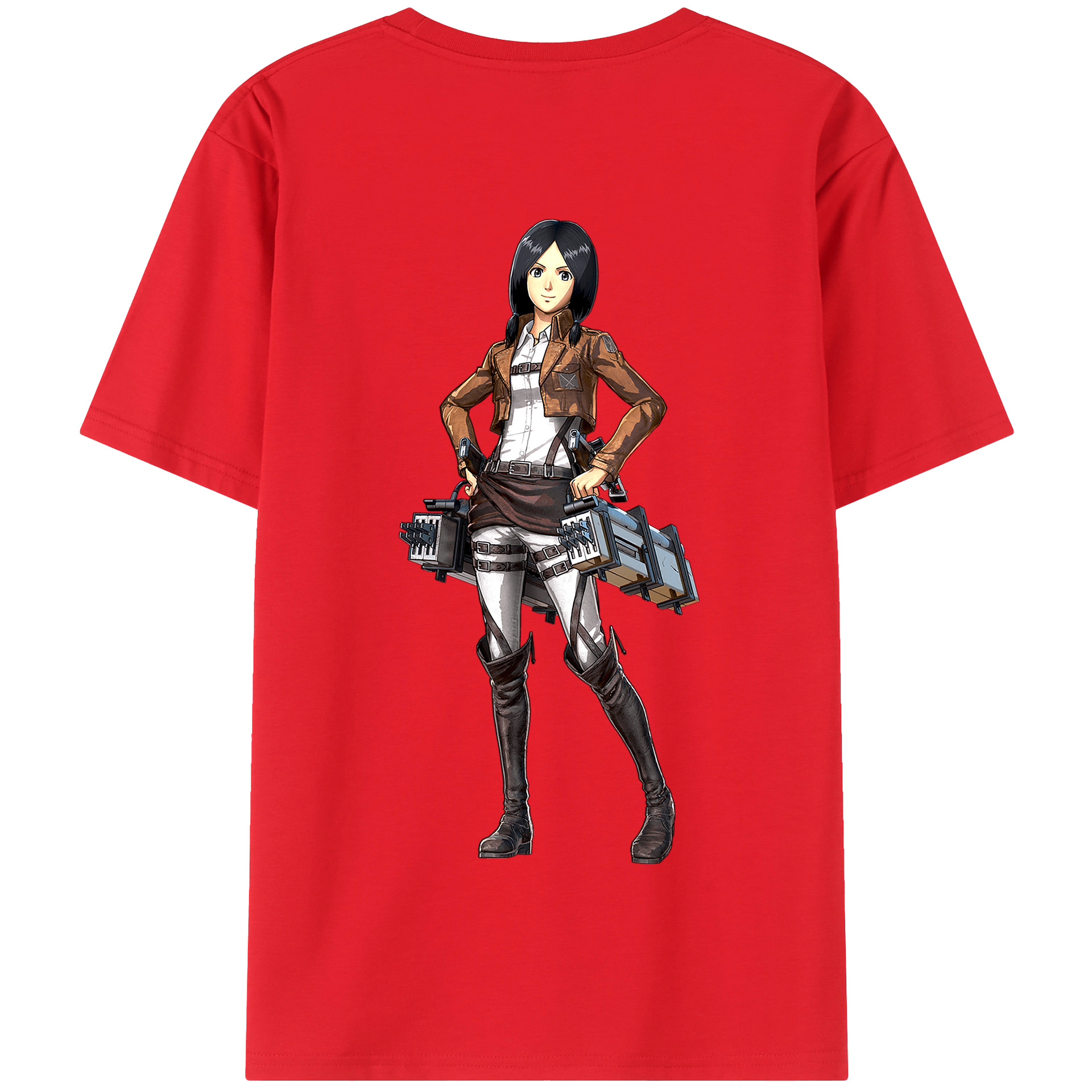 （画像用） 進撃の巨人 ミカサ·アッカーマン Attack on Titan Mikasa Ackerman 綿100％半袖Tシャツ（背面プリント）