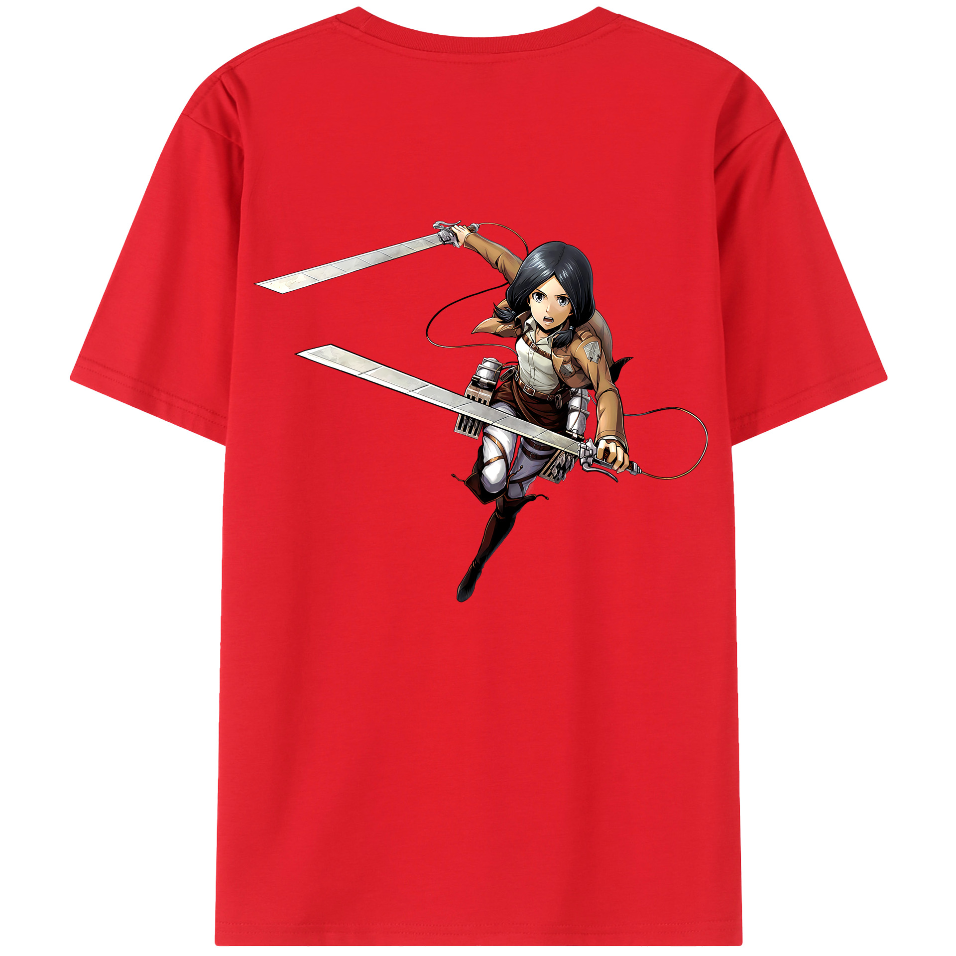 （画像用） 進撃の巨人 ミカサ·アッカーマン Attack on Titan Mikasa Ackerman 綿100％半袖Tシャツ（背面プリント）