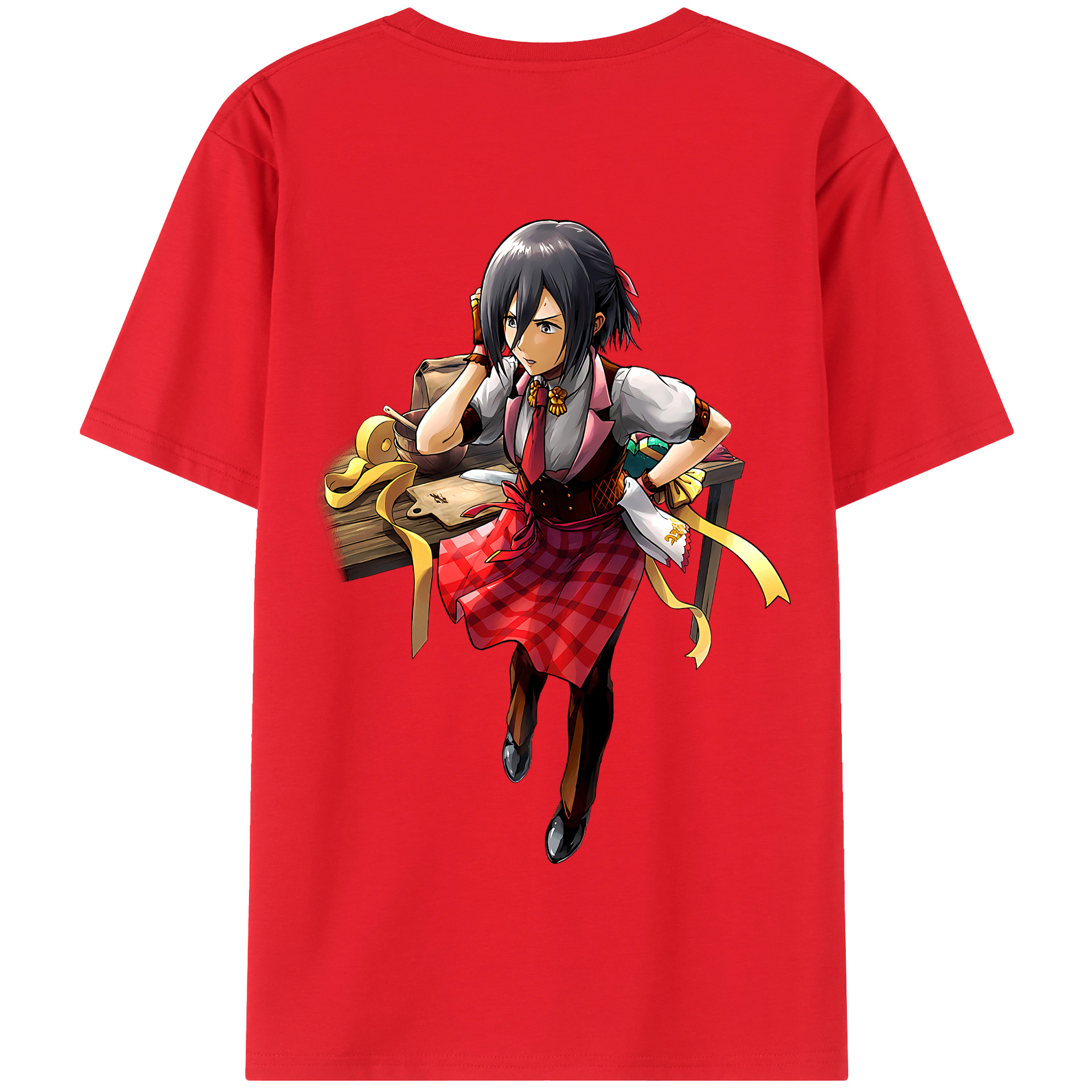 （画像用） 進撃の巨人 ミカサ·アッカーマン Attack on Titan Mikasa Ackerman 綿100％半袖Tシャツ（背面プリント）