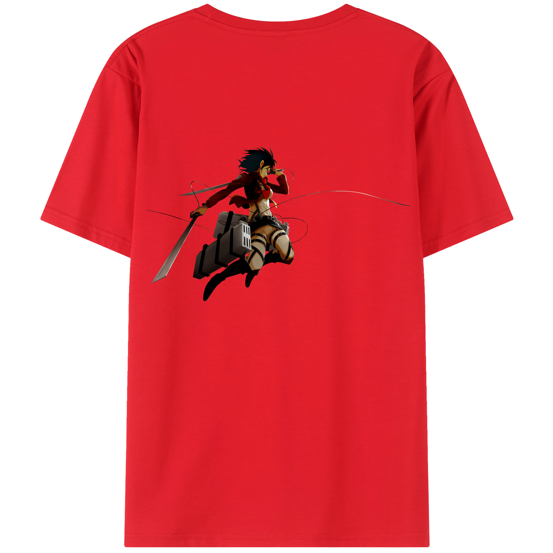 （画像用） 進撃の巨人 ミカサ·アッカーマン Attack on Titan Mikasa Ackerman 綿100％半袖Tシャツ（背面プリント）