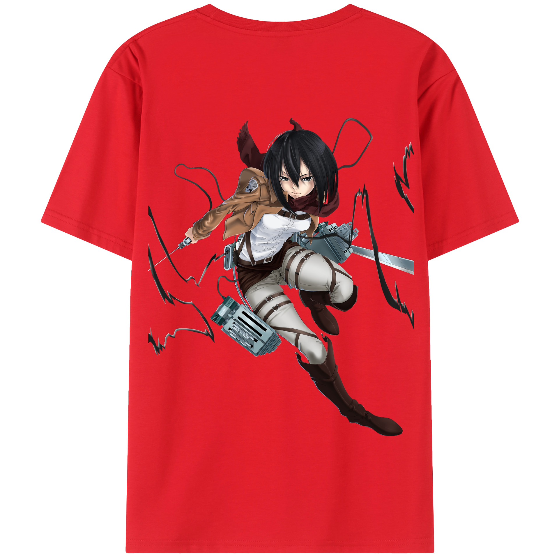 （画像用） 進撃の巨人 ミカサ·アッカーマン Attack on Titan Mikasa Ackerman 綿100％半袖Tシャツ（背面プリント）