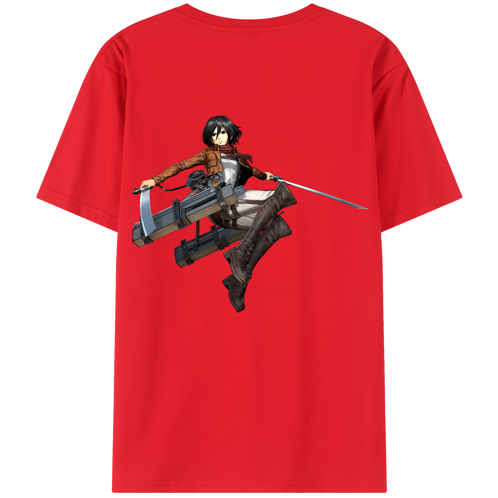 （画像用） 進撃の巨人 ミカサ·アッカーマン Attack on Titan Mikasa Ackerman 綿100％半袖Tシャツ（背面プリント）