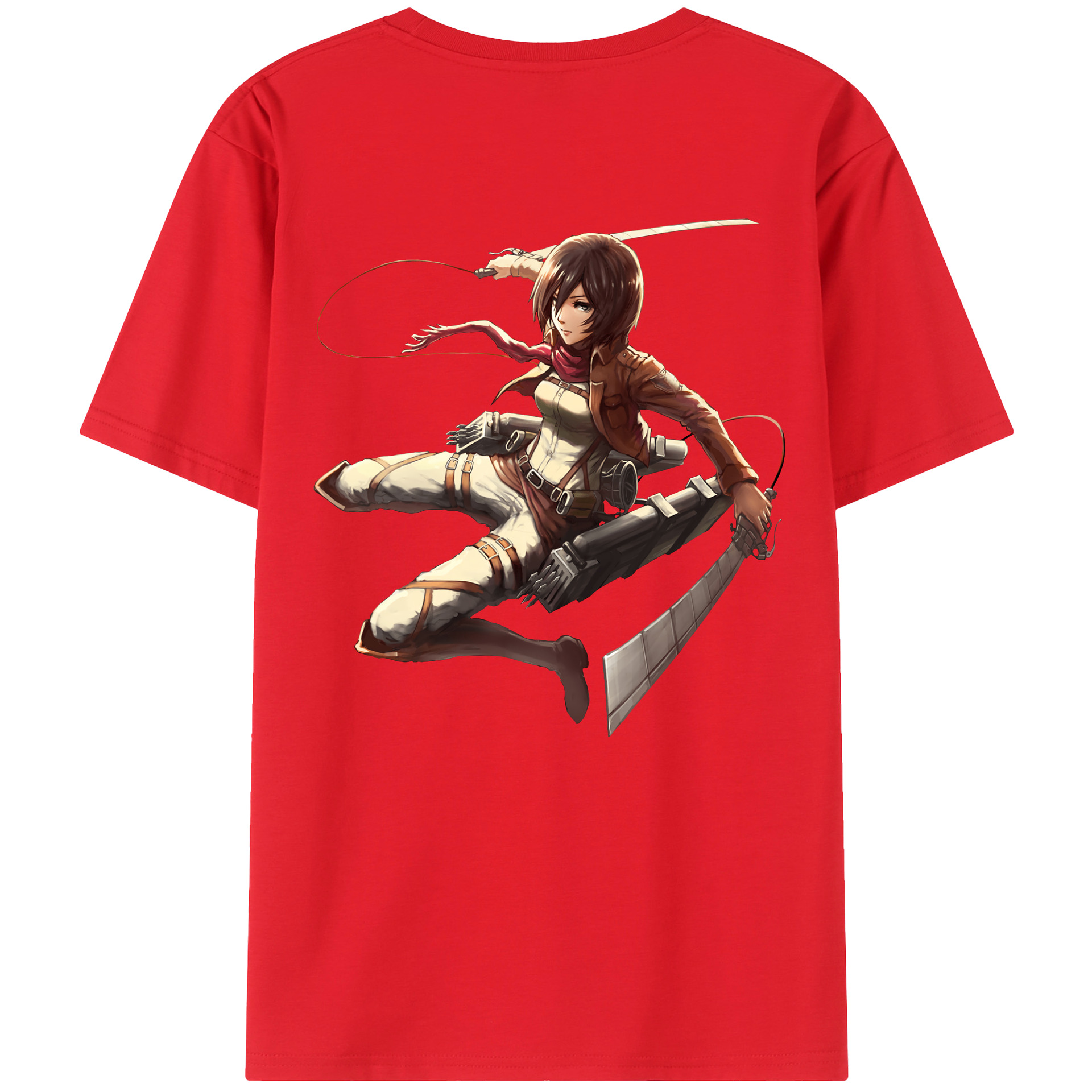 （画像用） 進撃の巨人 ミカサ·アッカーマン Attack on Titan Mikasa Ackerman 綿100％半袖Tシャツ（背面プリント）