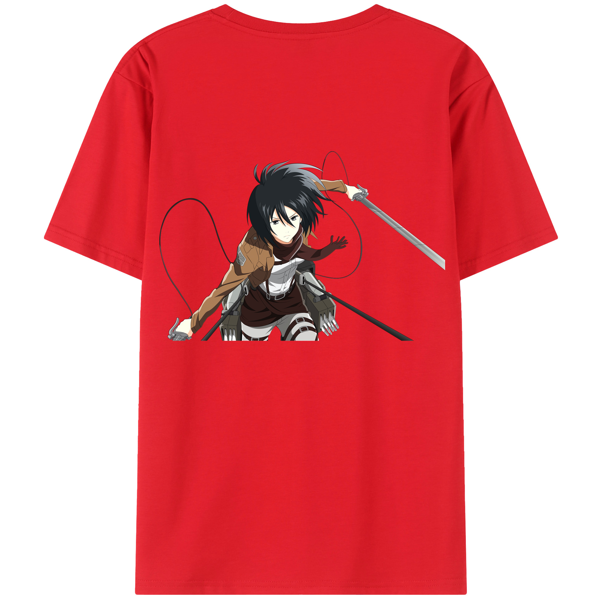 （画像用） 進撃の巨人 ミカサ·アッカーマン Attack on Titan Mikasa Ackerman 綿100％半袖Tシャツ（背面プリント）