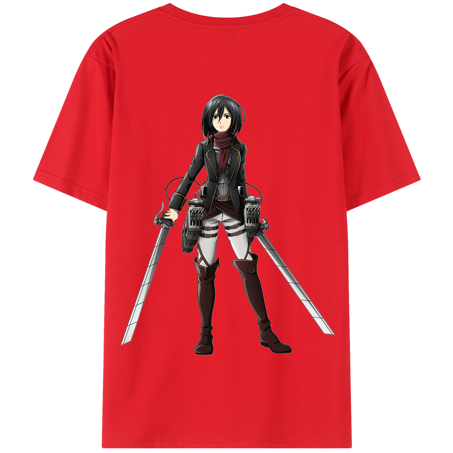 （画像用） 進撃の巨人 ミカサ·アッカーマン Attack on Titan Mikasa Ackerman 綿100％半袖Tシャツ（背面プリント）