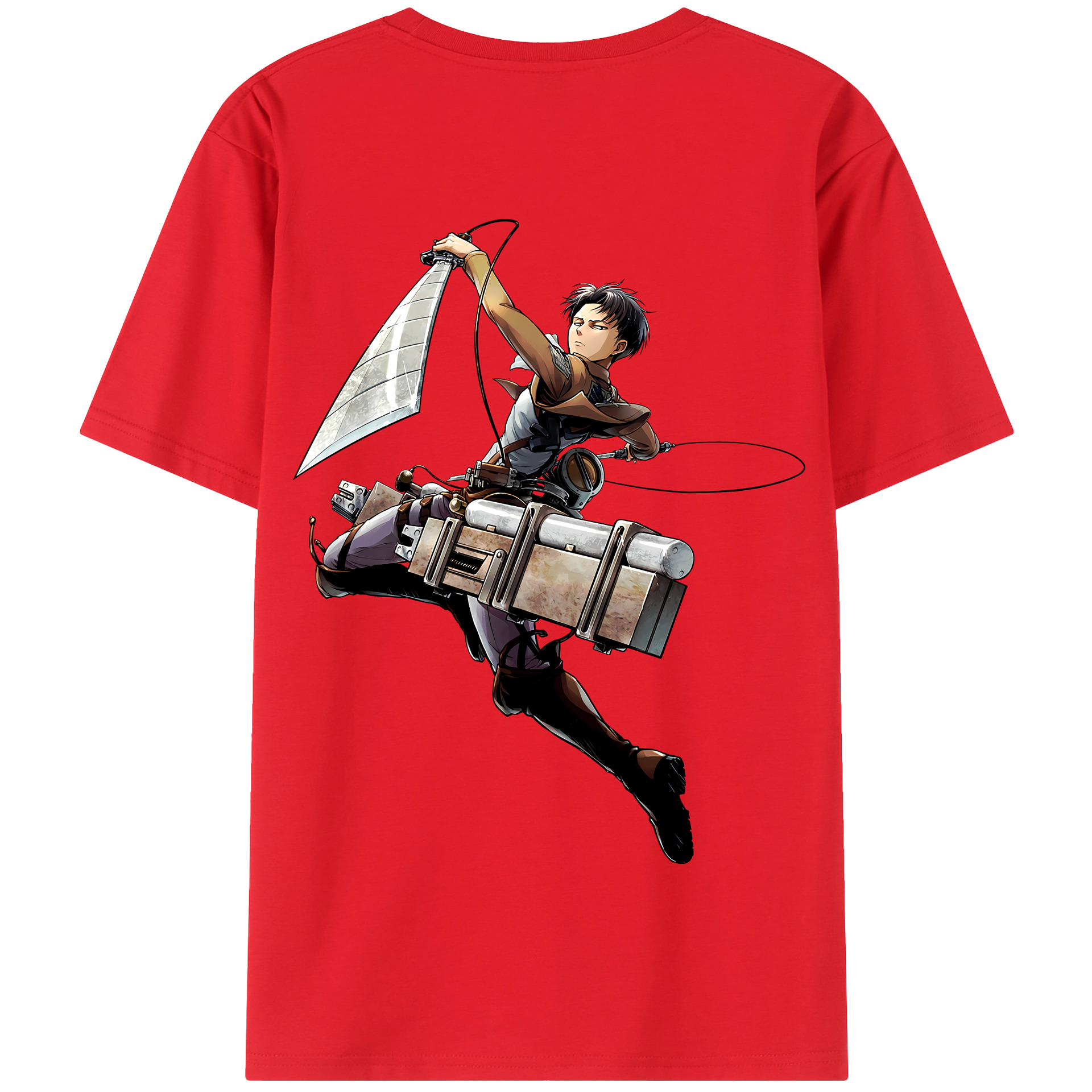 （画像用） 進撃の巨人 リヴァイ·アッカーマン Attack on Titan Levi Ackerman 綿100％半袖Tシャツ（背面プリント）