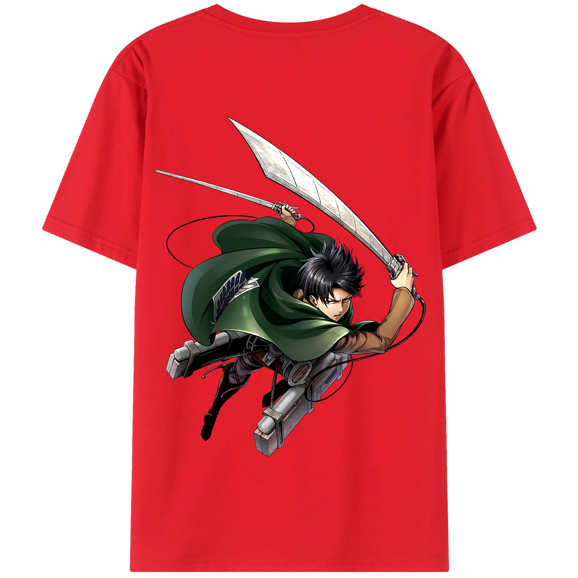 （画像用） 進撃の巨人 リヴァイ·アッカーマン Attack on Titan Levi Ackerman 綿100％半袖Tシャツ（背面プリント）