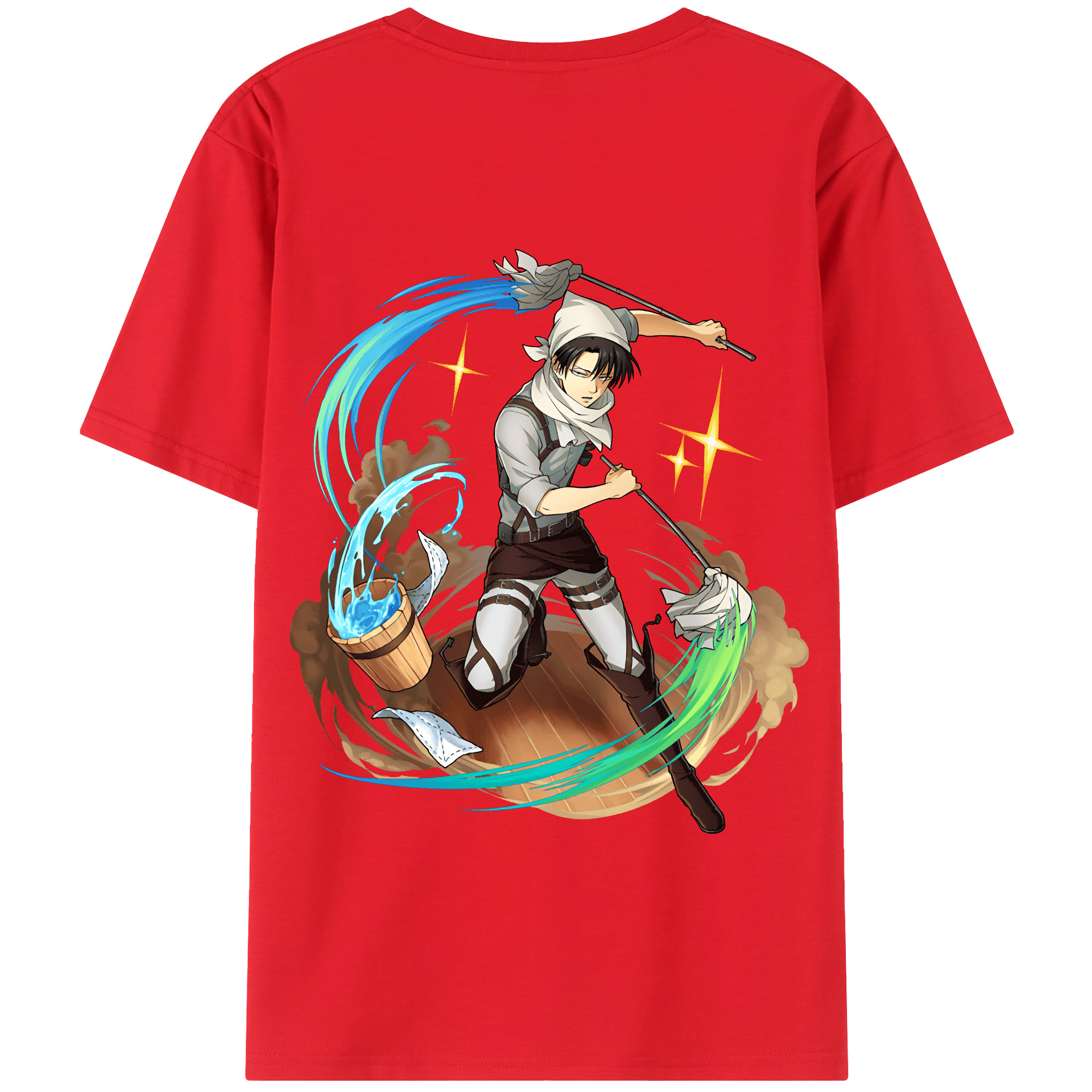 （画像用） 進撃の巨人 リヴァイ·アッカーマン Attack on Titan Levi Ackerman 綿100％半袖Tシャツ（背面プリント）