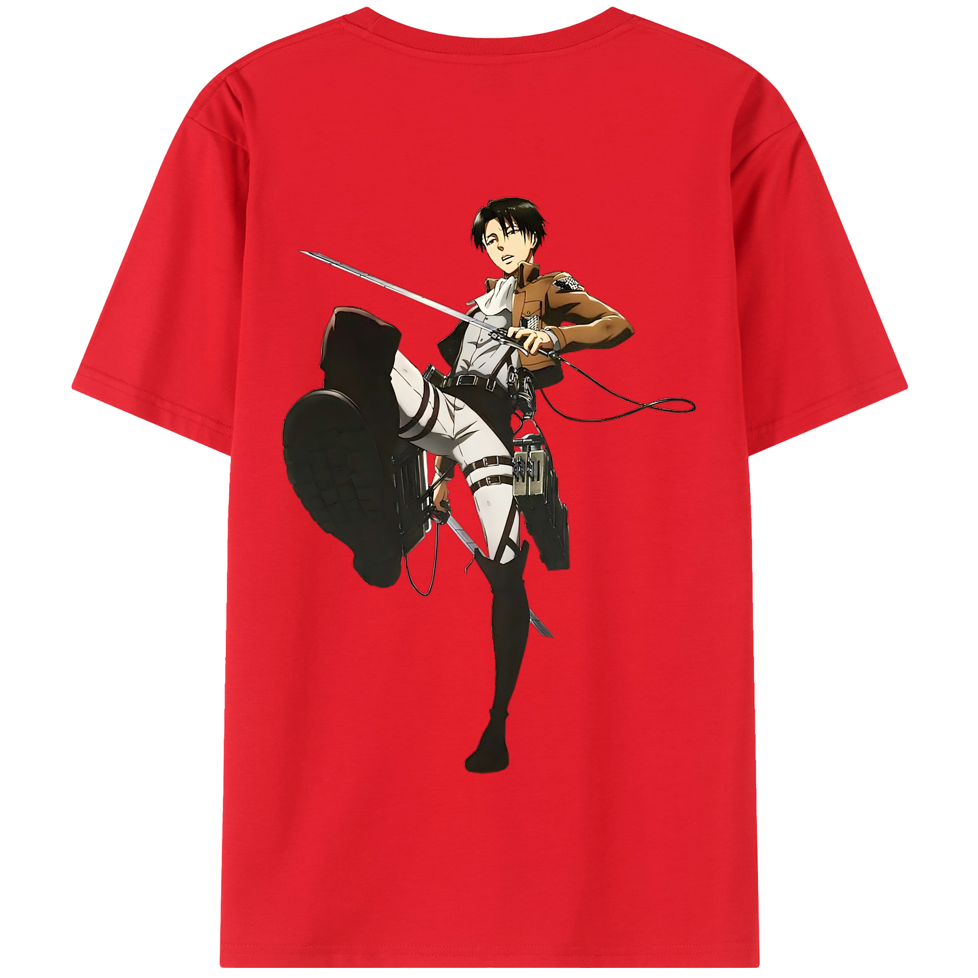 （画像用） 進撃の巨人 リヴァイ·アッカーマン Attack on Titan Levi Ackerman 綿100％半袖Tシャツ（背面プリント）