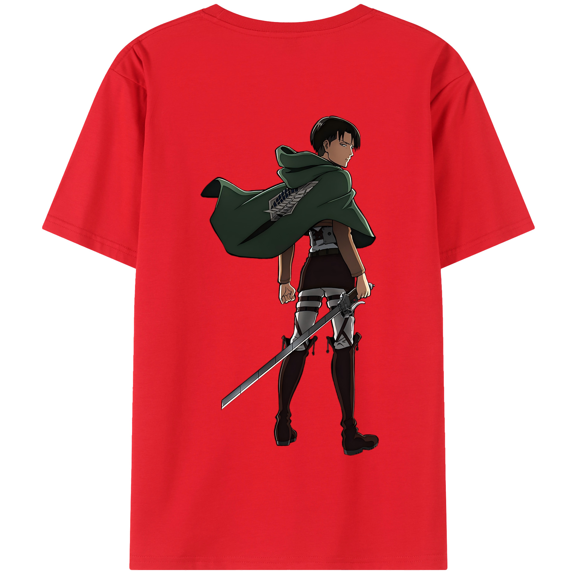 （画像用） 進撃の巨人 リヴァイ·アッカーマン Attack on Titan Levi Ackerman 綿100％半袖Tシャツ（背面プリント）