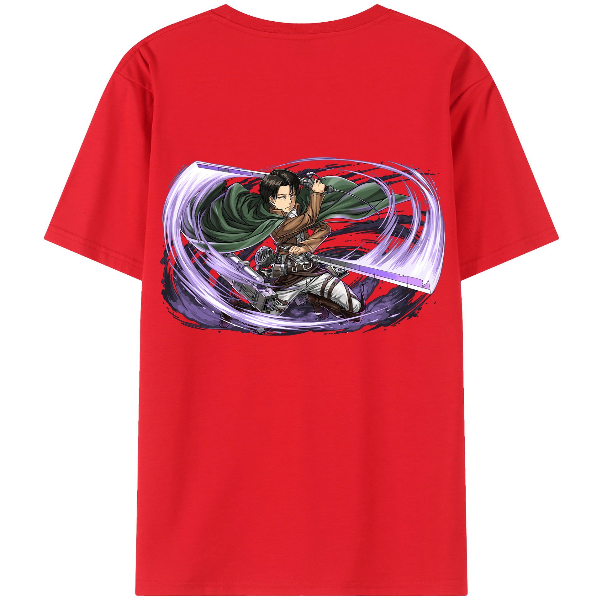（画像用） 進撃の巨人 リヴァイ·アッカーマン Attack on Titan Levi Ackerman 綿100％半袖Tシャツ（背面プリント）