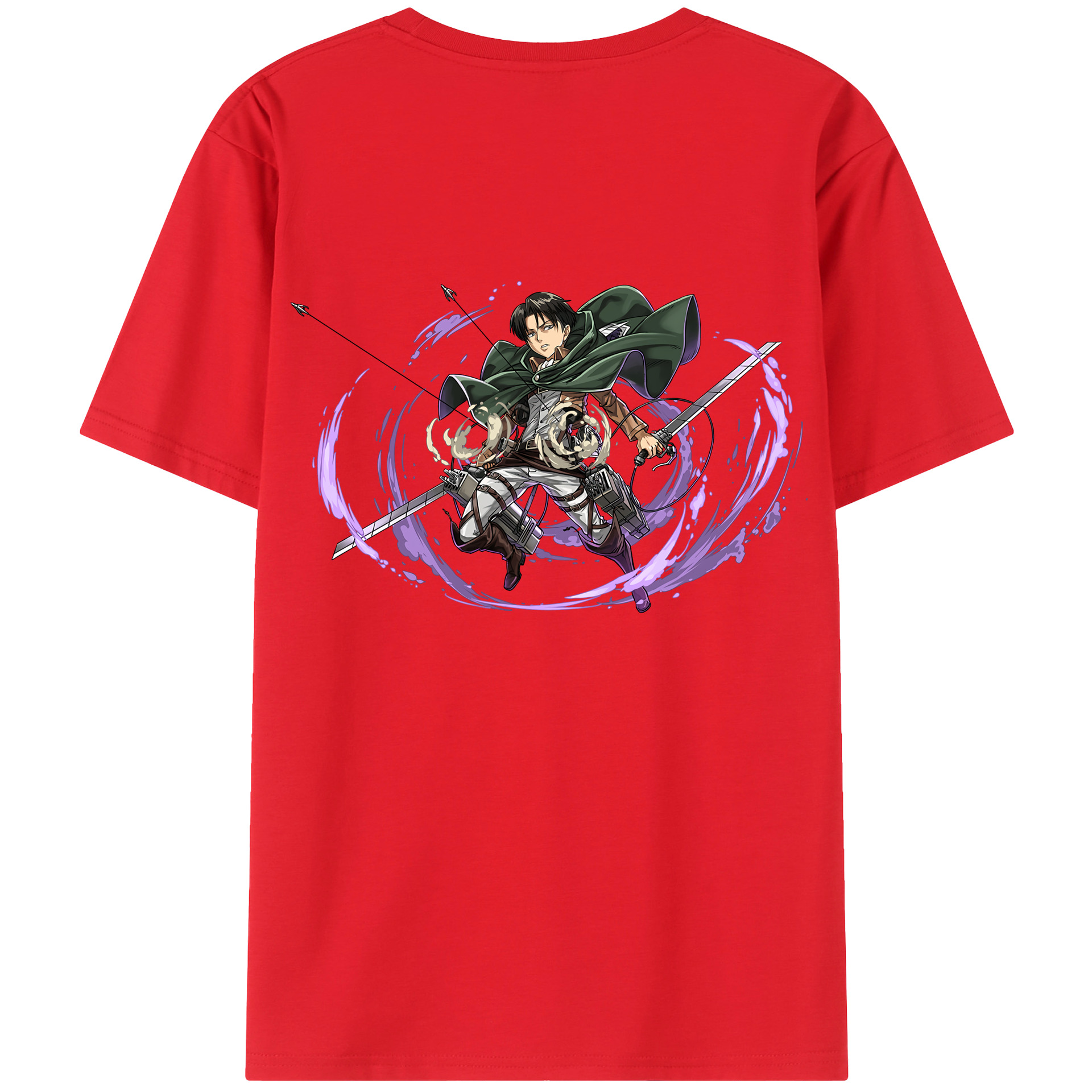 （画像用） 進撃の巨人 リヴァイ·アッカーマン Attack on Titan Levi Ackerman 綿100％半袖Tシャツ（背面プリント）