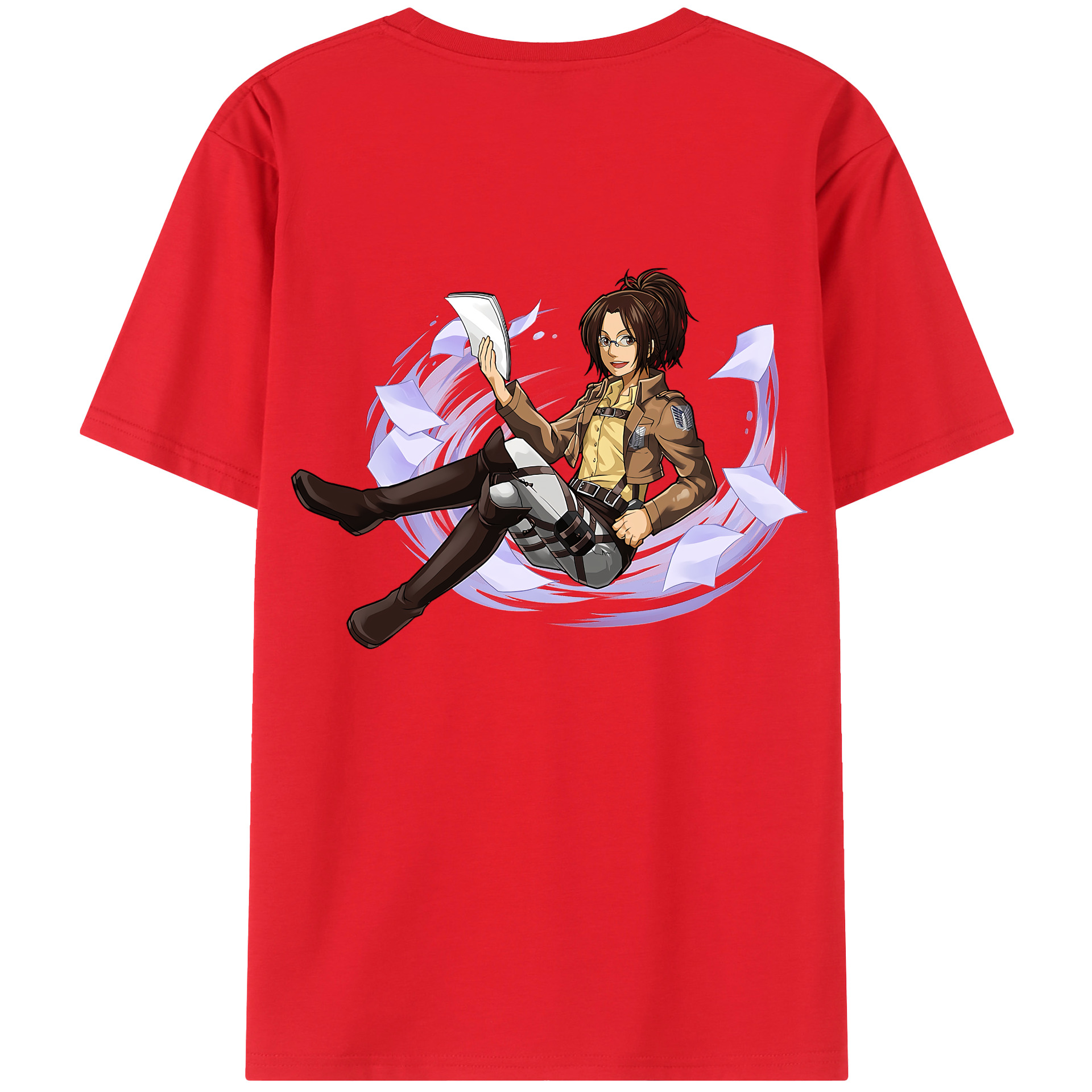 （画像用） 進撃の巨人 ハンジ·ゾエ Attack on Titan Hanji Zoe 綿100％半袖Tシャツ（背面プリント）